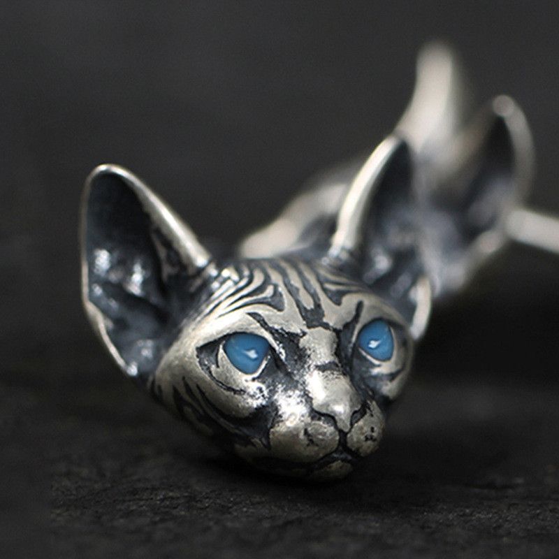 Jewelry 925 Silver Cat Future Earrings One Pairs Chrome Jewelry Size ONE SIZE - 2 Thumbnail