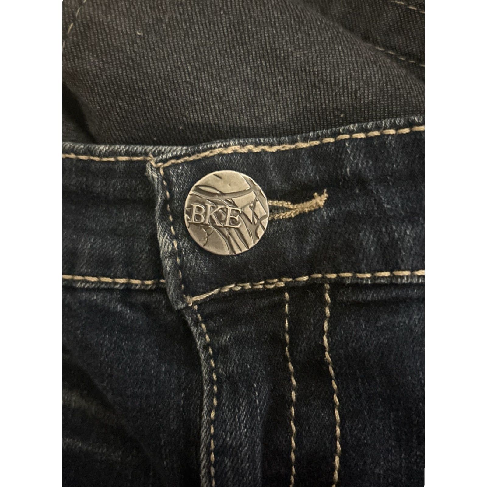 BKE BKE Madison Stretch Jeans Womens Sz 29x33.5 Blue Thick Stitch Denim Jeans Straight Womens 32 Inseam Size 29" - 6 Thumbnail