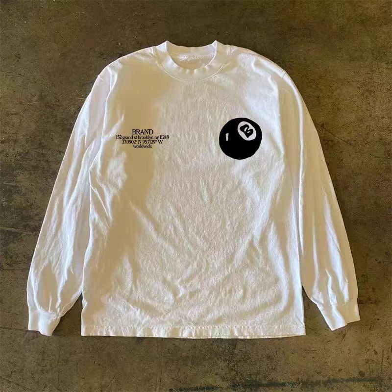 Japanese Brand White retro billiards print cotton long-sleeved t-shirt Size US M / EU 48-50 / 2 - 1 Thumbnail