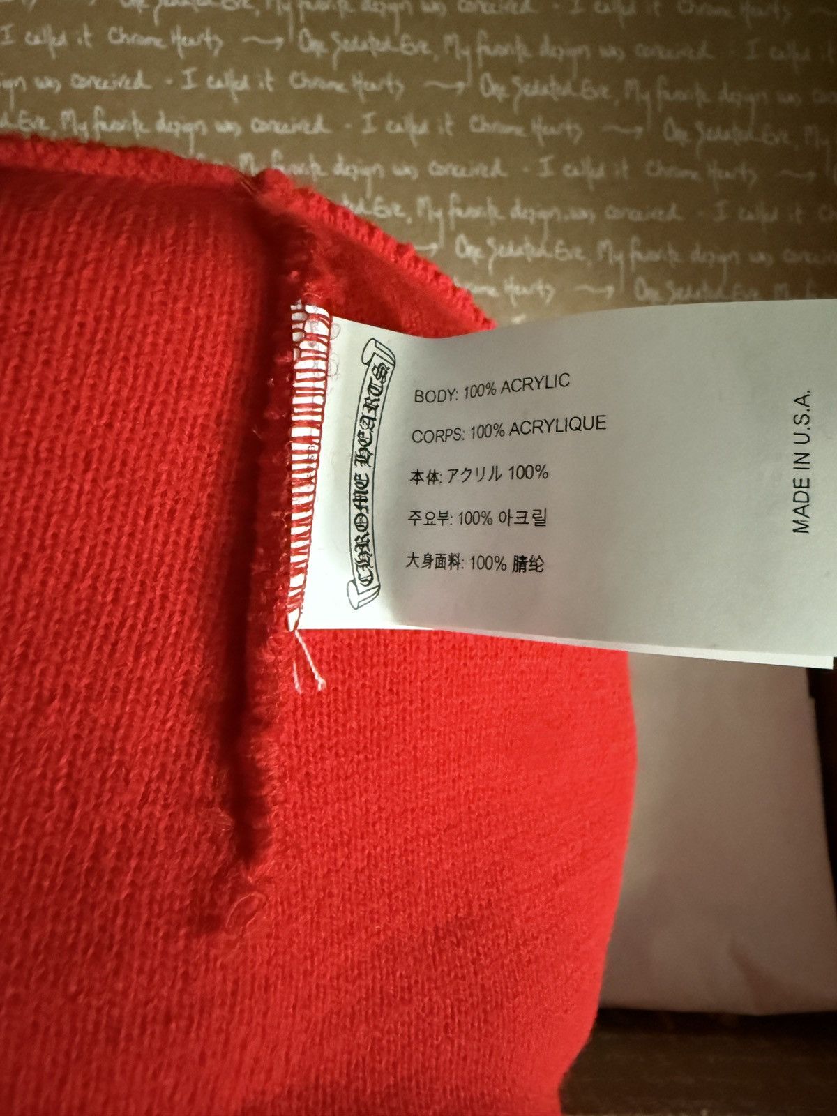 Chrome Hearts Chrome Hearts Logo Beanie Red Size ONE SIZE - 4 Thumbnail