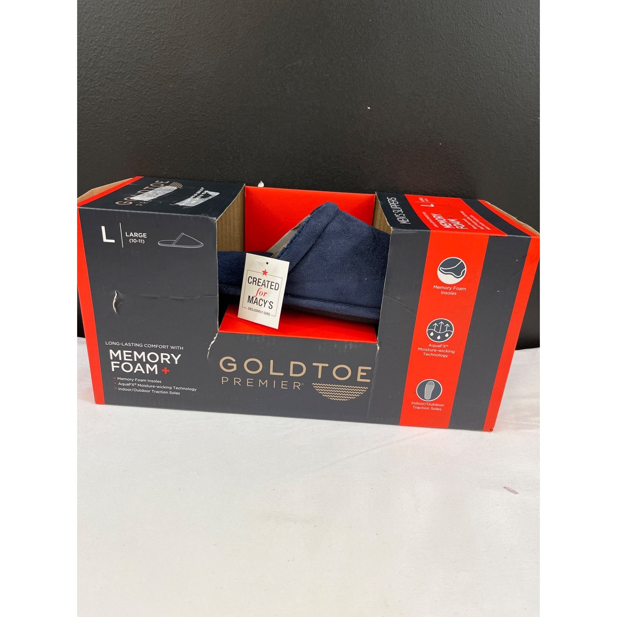 Other Goldtoe Premier Memory Foam Men's Navy Blue Slippers Size L Size US 10.5 / EU 43-44 - 1 Thumbnail