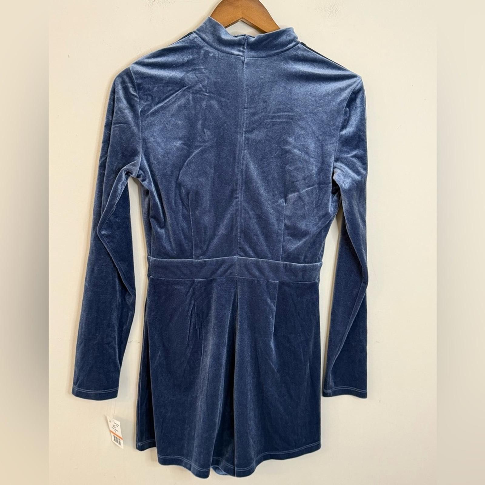 Other Socialite Midnight blue velvet romper choker collar SZ SM Size 28" / US 6 / IT 42 - 2 Thumbnail