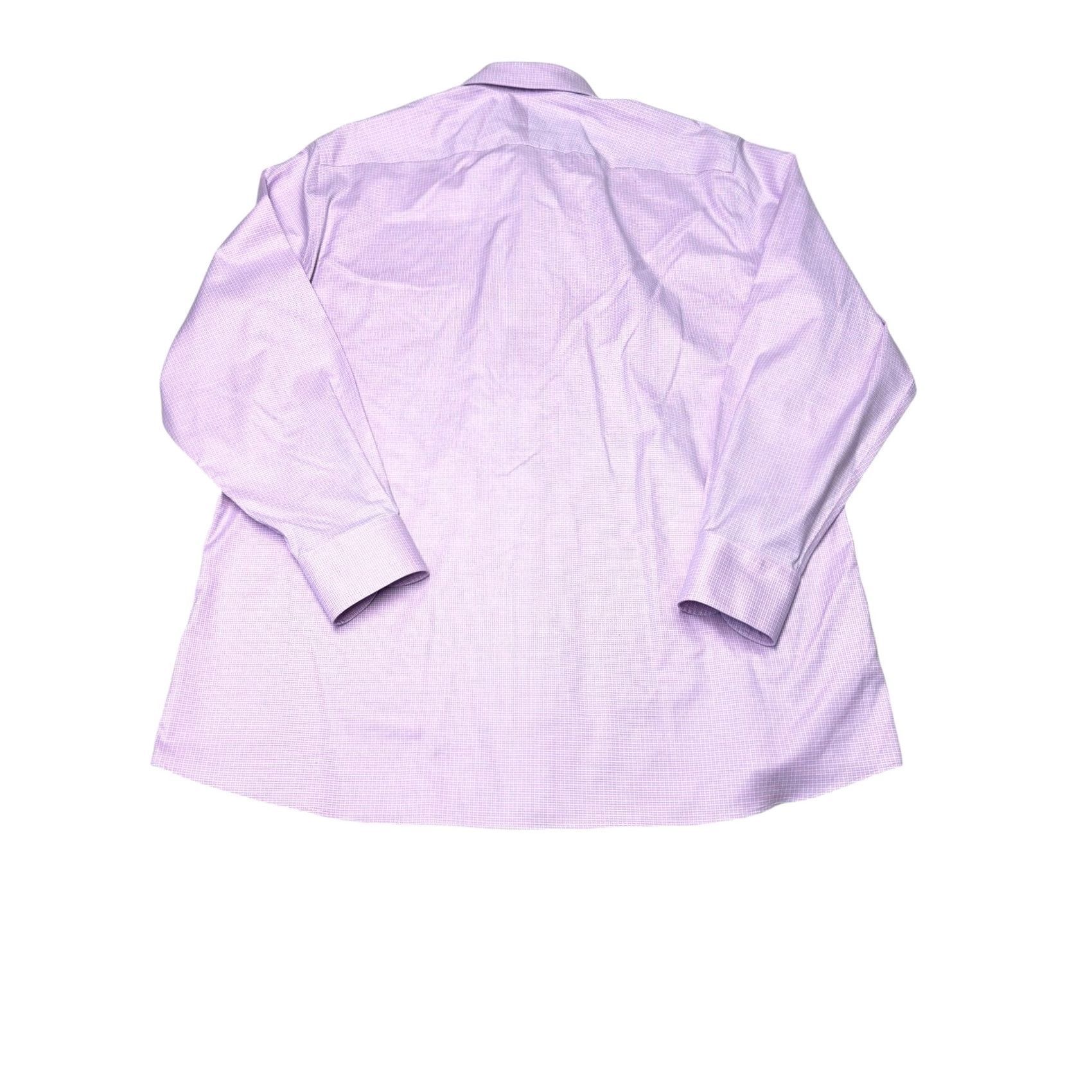 Proper Cloth Proper Cloth Mens Pink Multi Grid Twill Non-Iron Stretch Dress Shirt 17 35 XL Size 46R - 7 Thumbnail