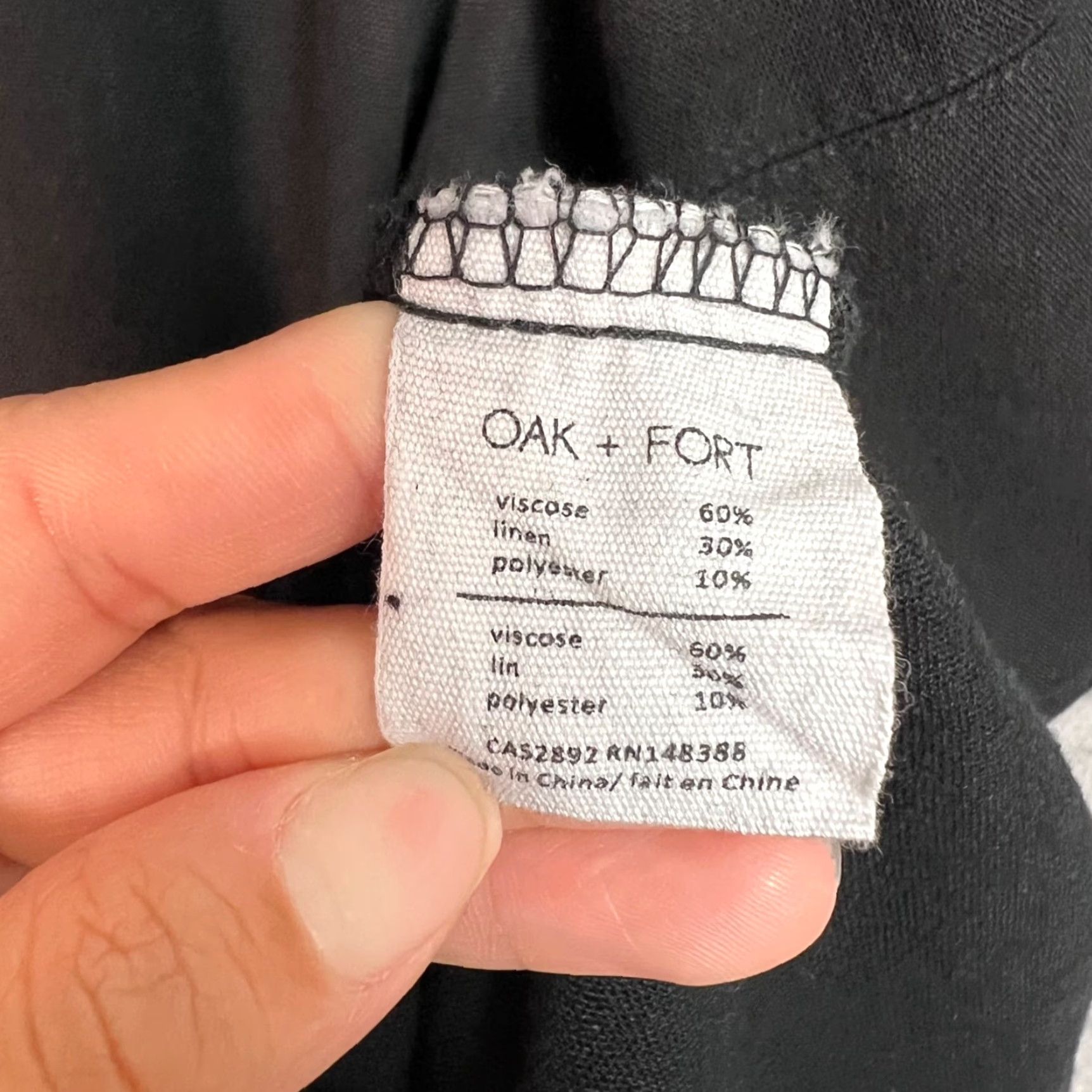 Oak + Fort Oak + Fort Womens Black Button-Up Midi Dress With Tie Belt XS Linen Polyester Viscose A-Line Casual Spring Summer Fall MENS? Size XS / US 0-2 / IT 36-38 - 4 Thumbnail