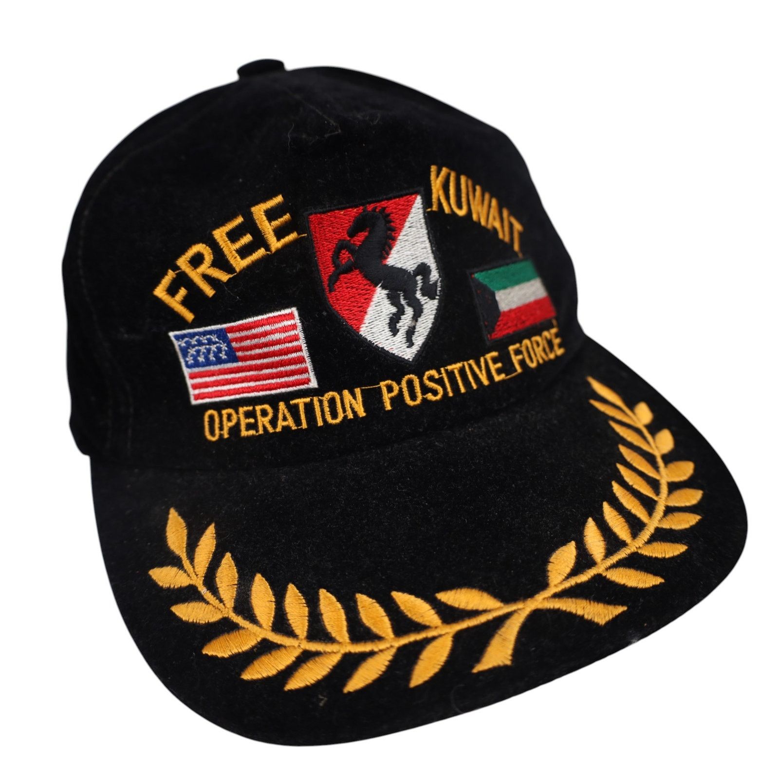 Vintage VTG Velvet Military Free Kuwait Operation Positive Force Hat Size ONE SIZE - 2 Thumbnail