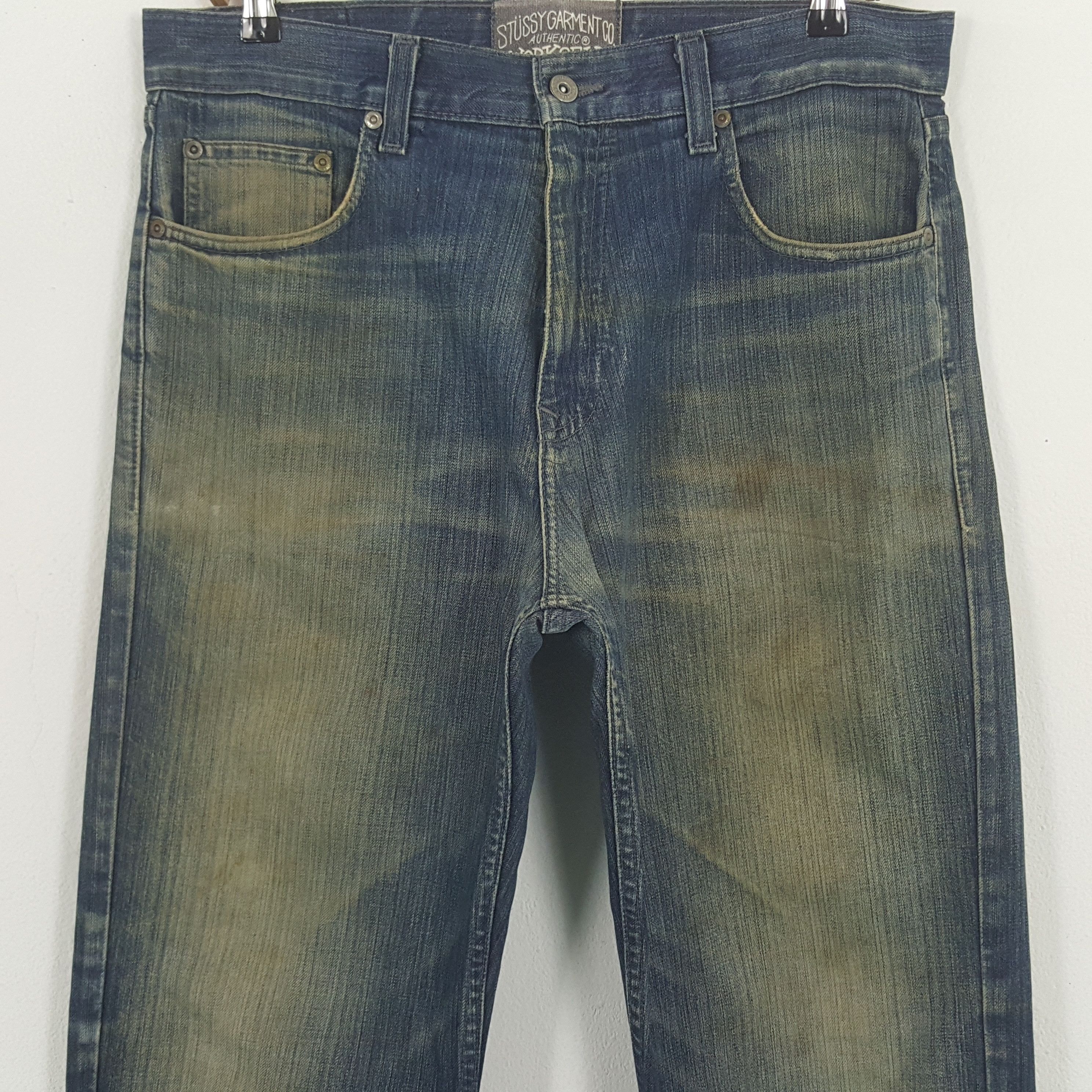 Stussy × Vintage Vintage Stussy Workgear Custom Big Logo Denim Jeans Size US 33 - 5 Thumbnail