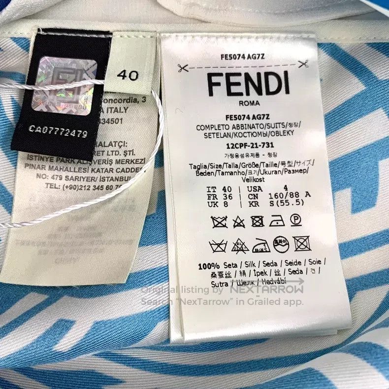Fendi Fendi Blue logo letter full print mulberry silk set Size XS / US 0-2 / IT 36-38 - 8 Thumbnail