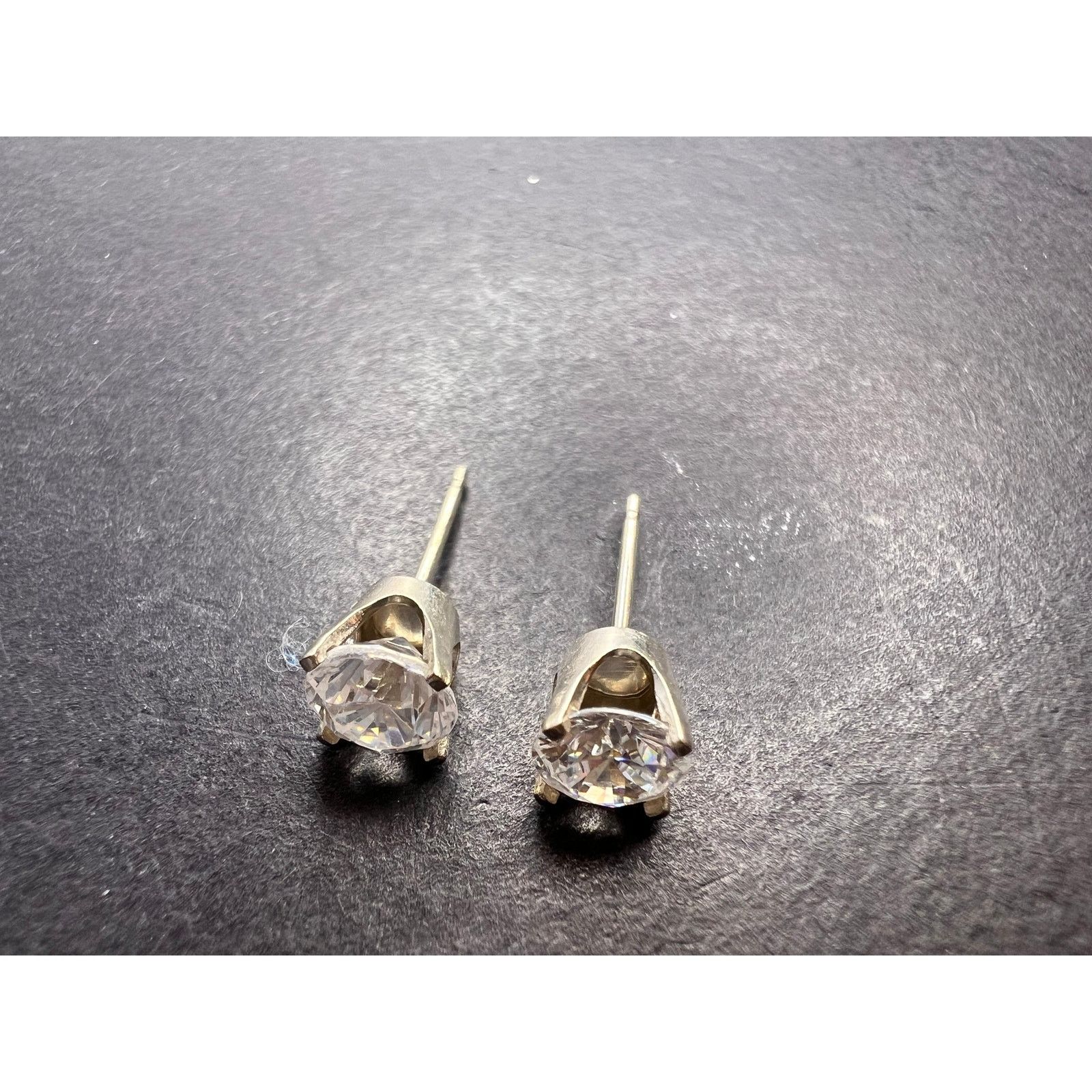 Other 14k white gold 6mm CZ solitaire stud earrings Size ONE SIZE - 1 Thumbnail
