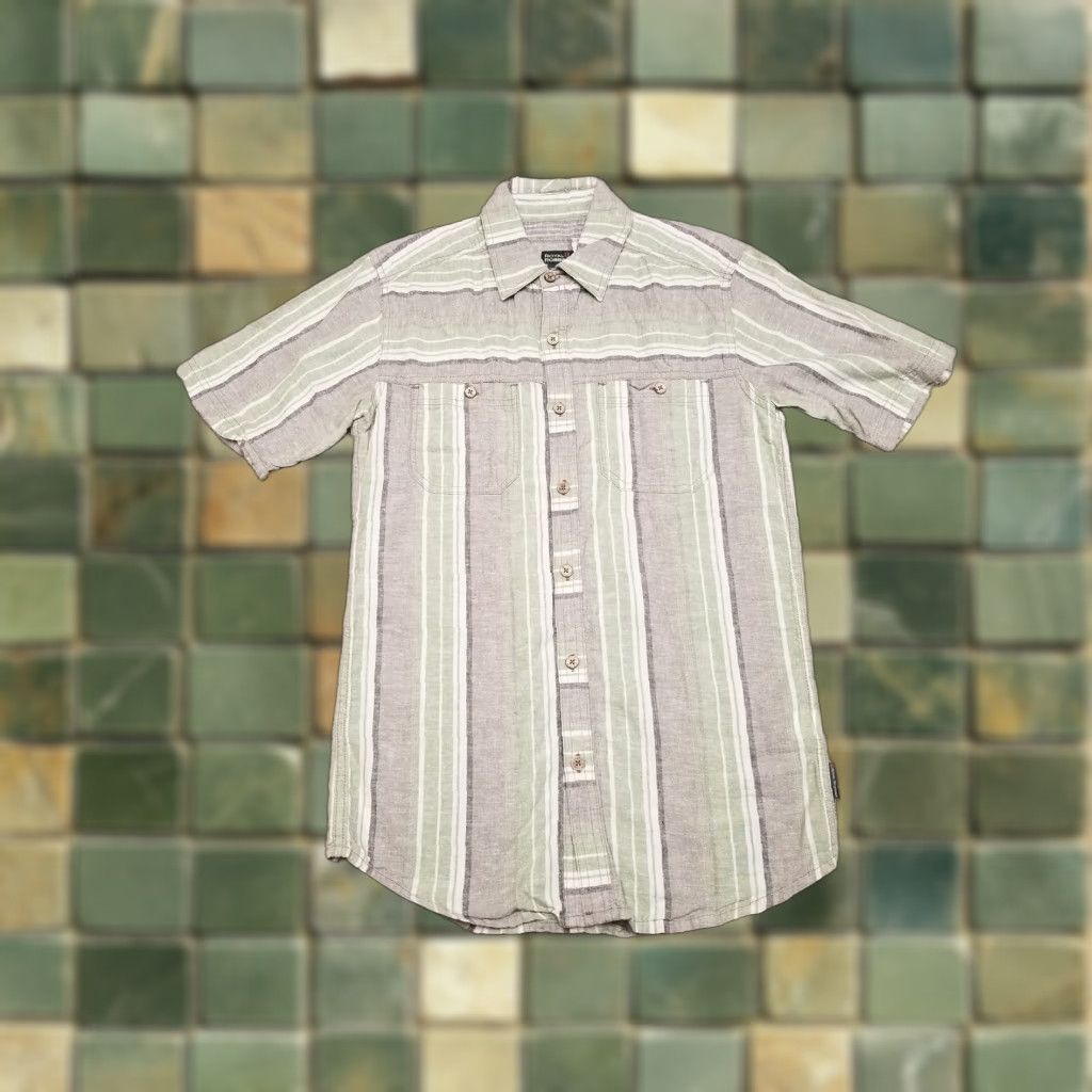 Wrangler Royal Robbins Shirt Mens Small Green Brown Short Sleeve Hemp Organic Cotton Blend Button-Up with Pockets, Striped, Casual, Adult XL, Beige, Wool? Size US XL / EU 56 / 4 - 1 Thumbnail