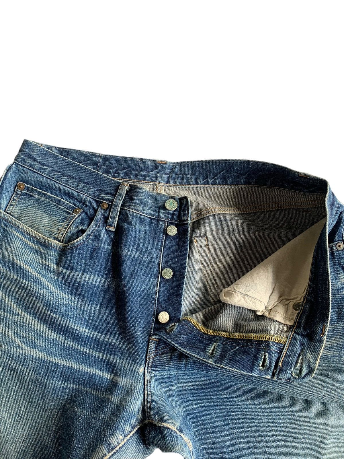 Japanese Brand × Kapital × Vintage Okura Hr Market Japanese Button Fly Selvedge Distressed Size US 34 / EU 50 - 10 Thumbnail