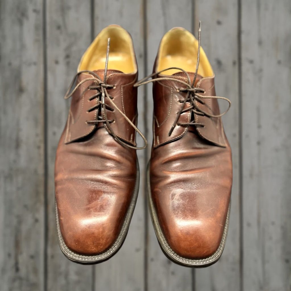 Santoni Santoni Men Dress Shoes Cap Toe Oxford Brown US 10 Leather Sole Leather Upper D Width Cap Toe Lace Up Style 101242 Mens Size ONE SIZE - 1 Thumbnail