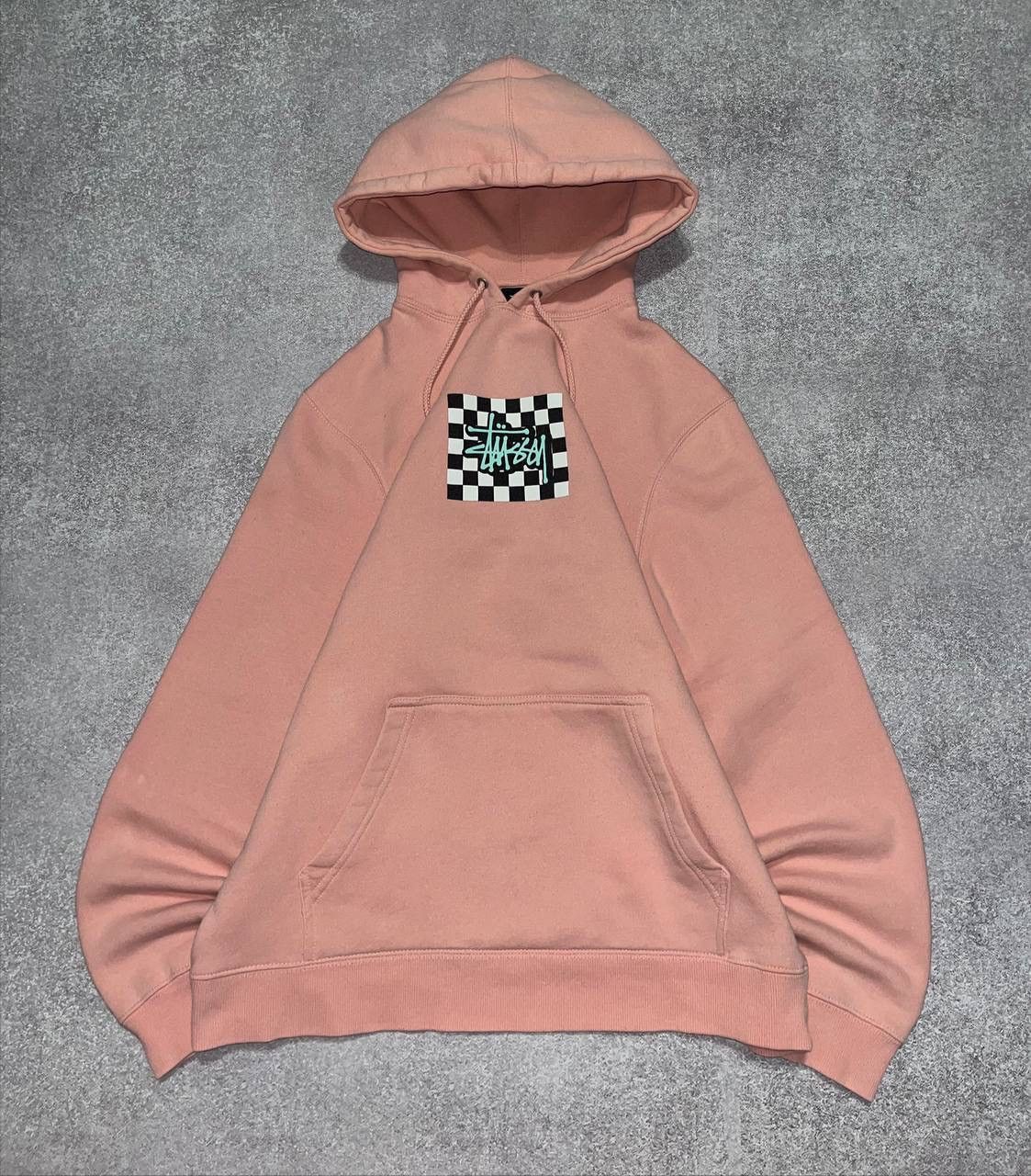 Stussy Stüssy Pink Hoodie with Checkerboard Logo Cozy Fit Streetwea Size US M / EU 48-50 / 2 - 2 Thumbnail