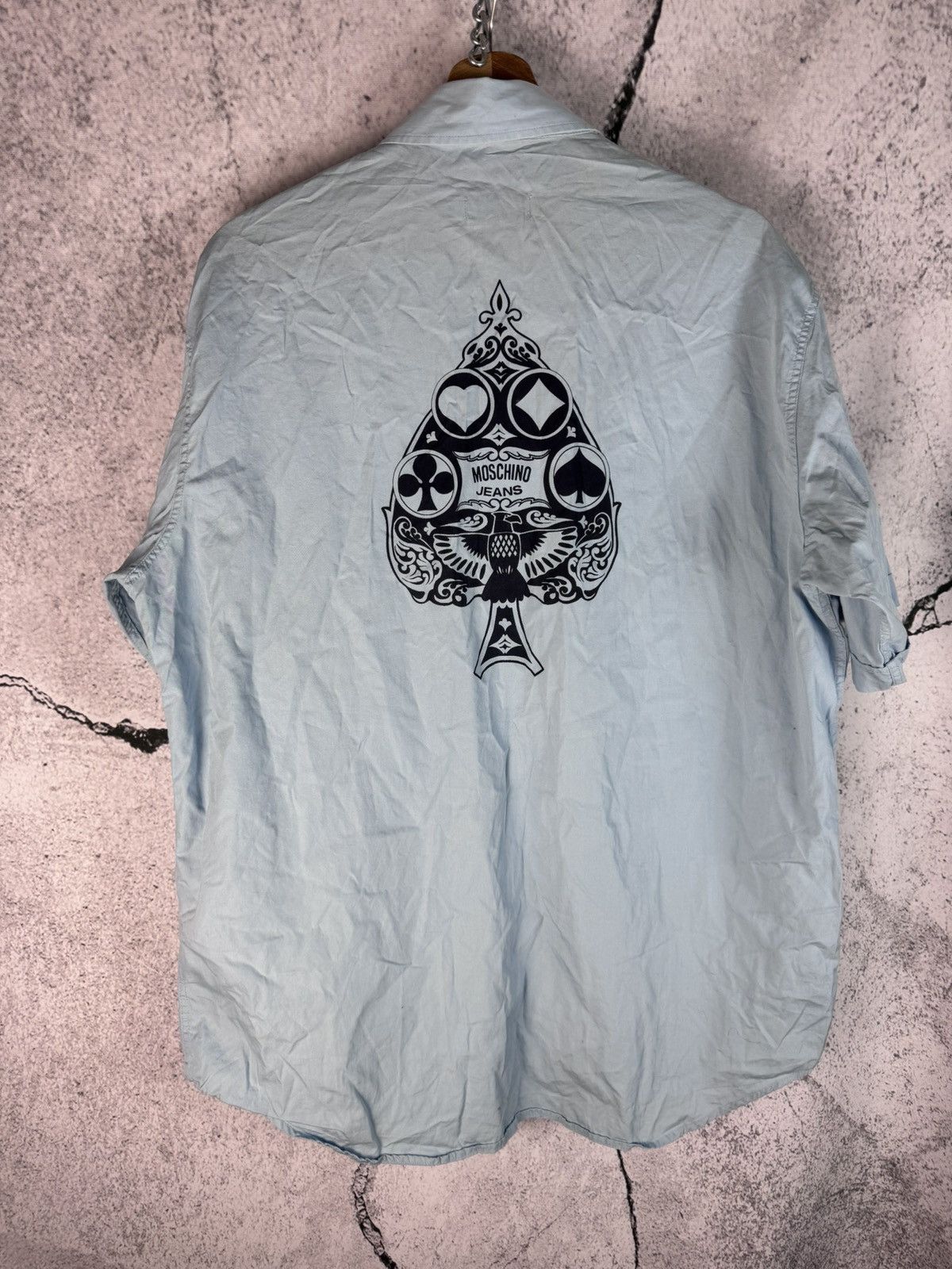 Designer Moschino Poker Card Short Sleeve Shirt Size US XL / EU 56 / 4 - 1 Thumbnail