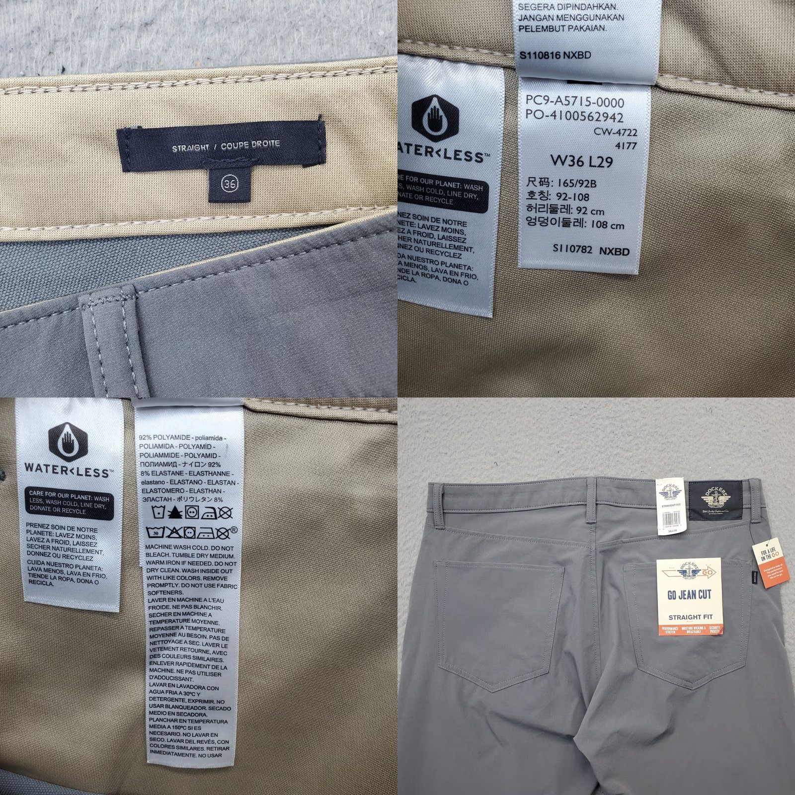 Dockers DOCKERS Mens Hiking Pants 36 Gray Straight Fit Performance Pockets Shirt Size US 36 / EU 52 - 8 Thumbnail