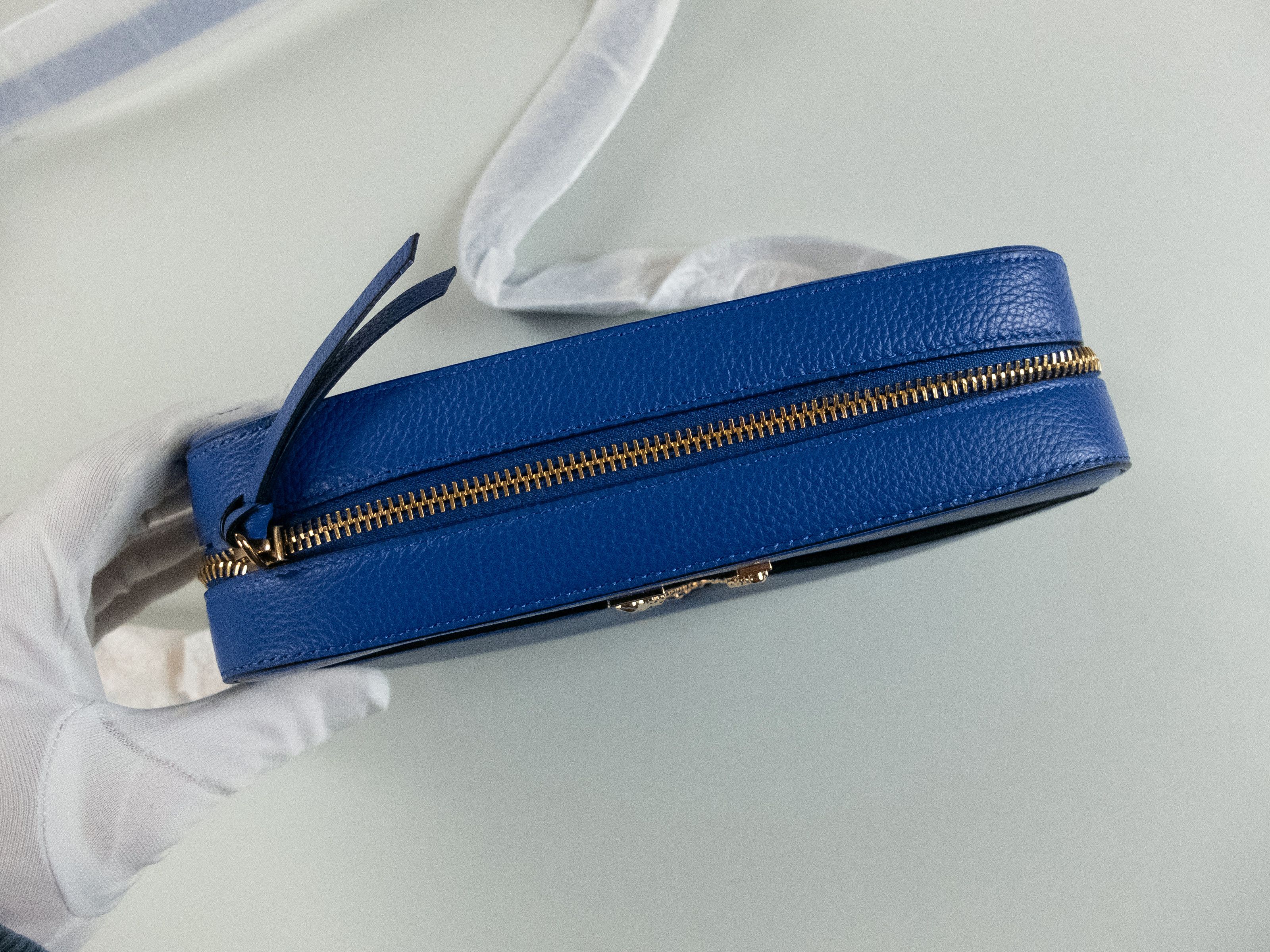 Versace VERSACE Virtus blue barocco V leather crossbody camera bag Size ONE SIZE - 5 Thumbnail