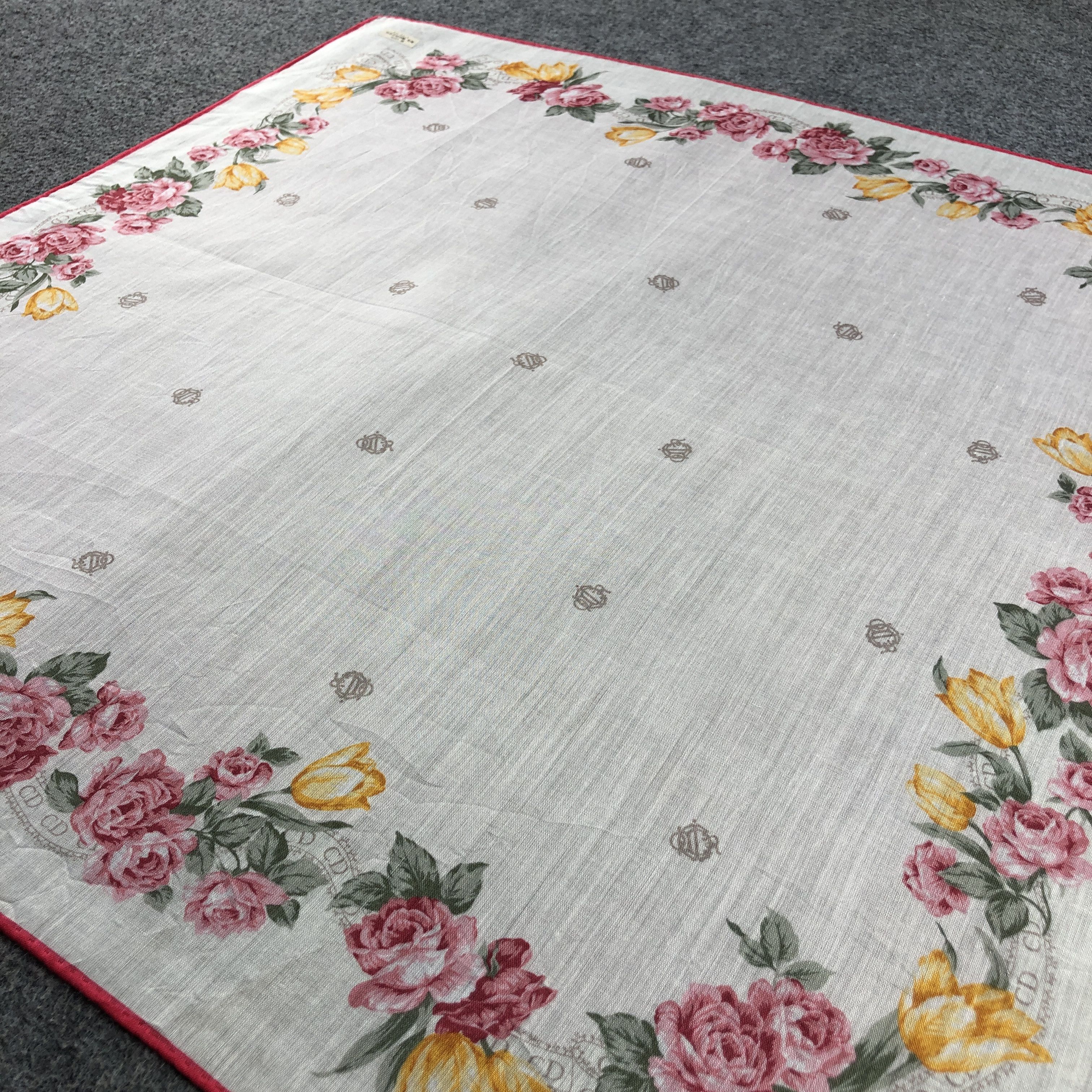Christian Dior Monsieur Christian Dior Floral Handkerchief Neckerchief Bandana H2636 Size ONE SIZE - 2 Thumbnail