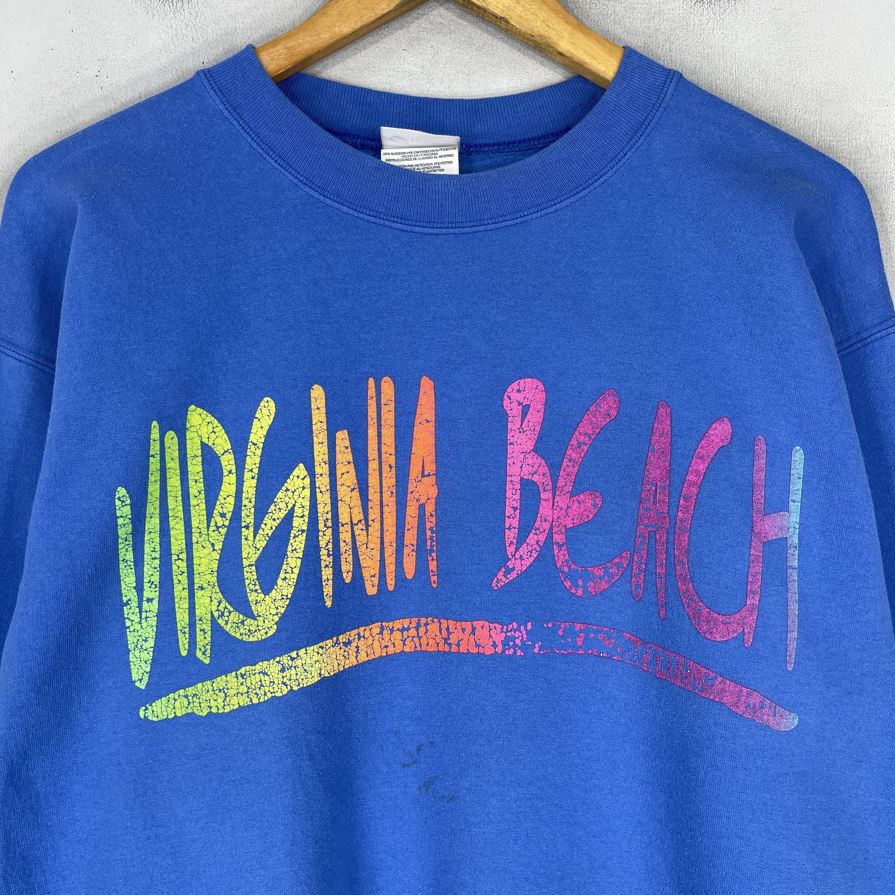 Vintage Vintage VIRGINIA BEACH Spellout Printed Sweatshirt Size US M / EU 48-50 / 2 - 2 Thumbnail