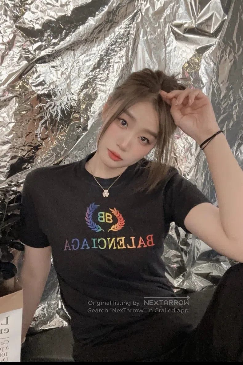 Balenciaga Classic rainbow wheat pattern short-sleeved T-s