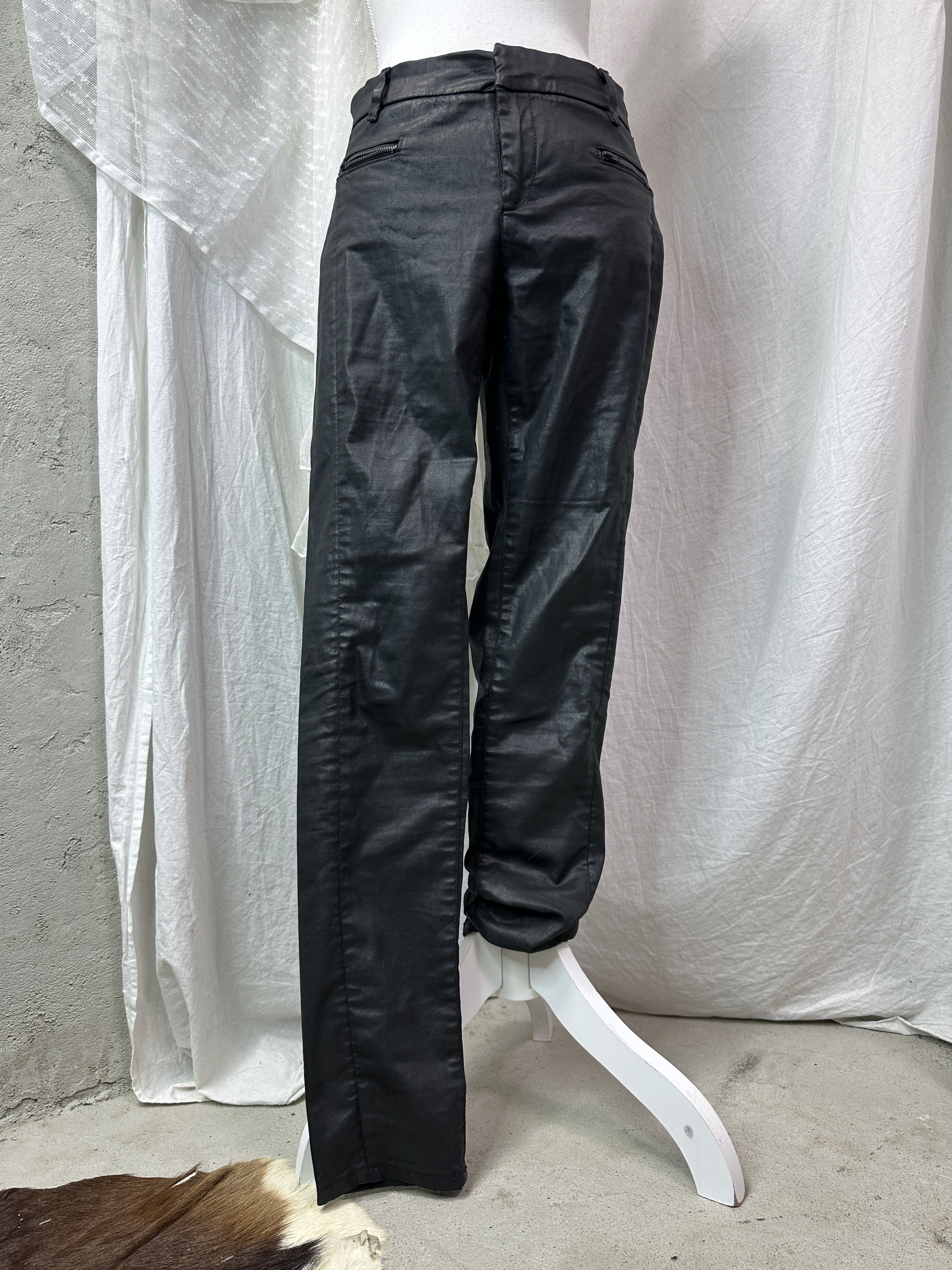 Filippa K Vintage Avant Garde Grunge Waxed Filippa K Zip Jeans Y2K Size 26" / US 2 / IT 38 - 1 Thumbnail