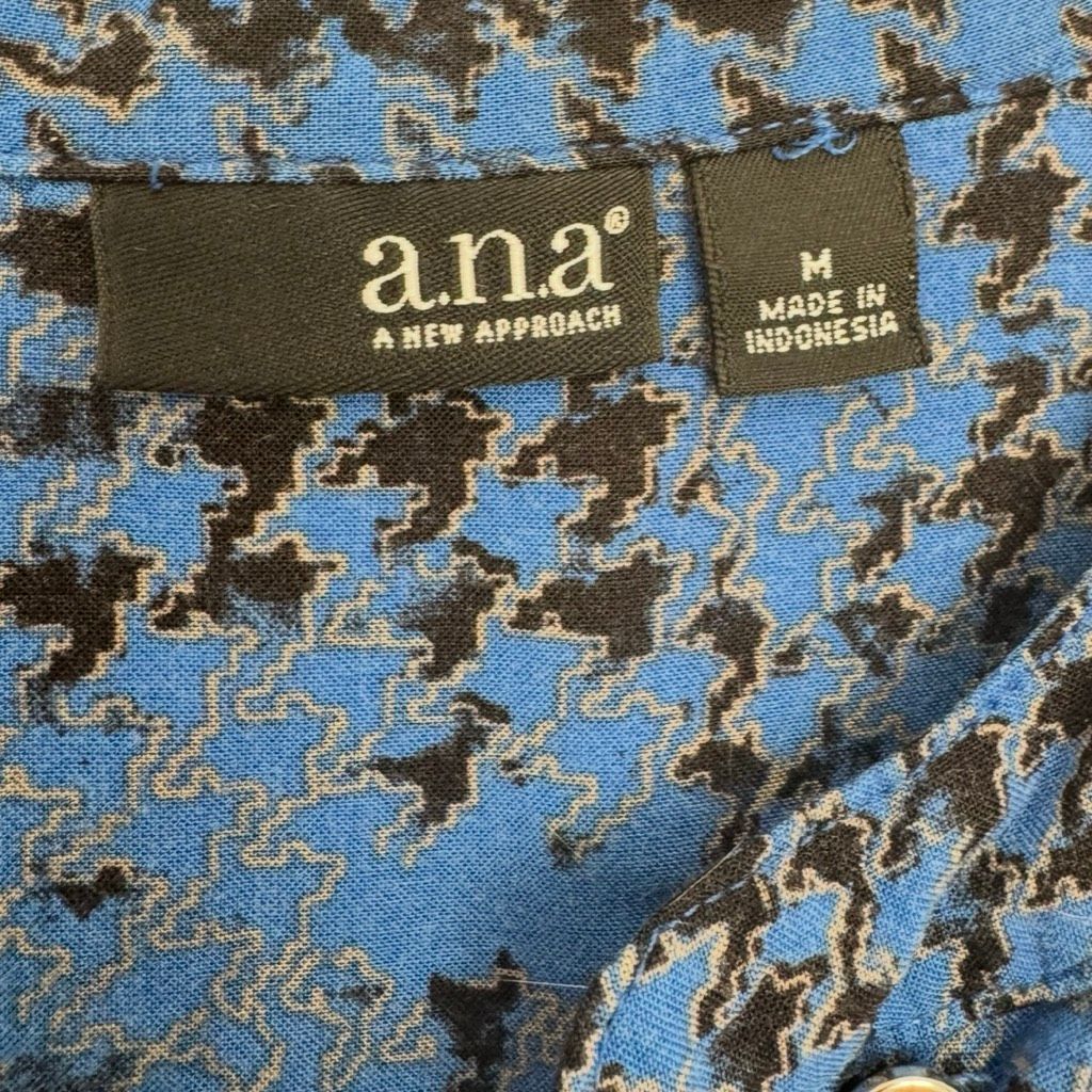 Other a.n.a Blue Houndstooth Rayon Blouse Medium Size M / US 6-8 / IT 42-44 - 4 Thumbnail