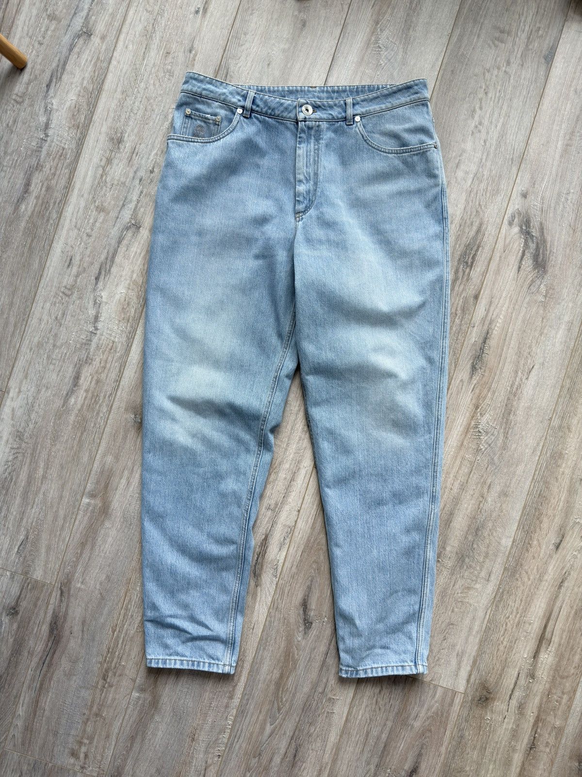 Brunello Cucinelli Brunello Cucinelli Light Wash Easy Fit Jeans Blue Cotton Size US 34 / EU 50 - 10 Thumbnail