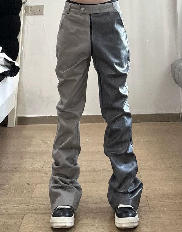Japanese Brand × Vintage Outdoor retro cleanfit faux leather contrast flared pants Size US 30 / EU 46 - 2 Thumbnail