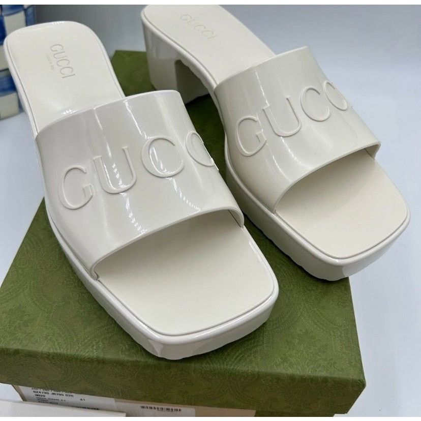 Gucci Women’s Gucci, rubber block, low heel slides, size 41 Size US 11 / IT 41 - 2 Thumbnail