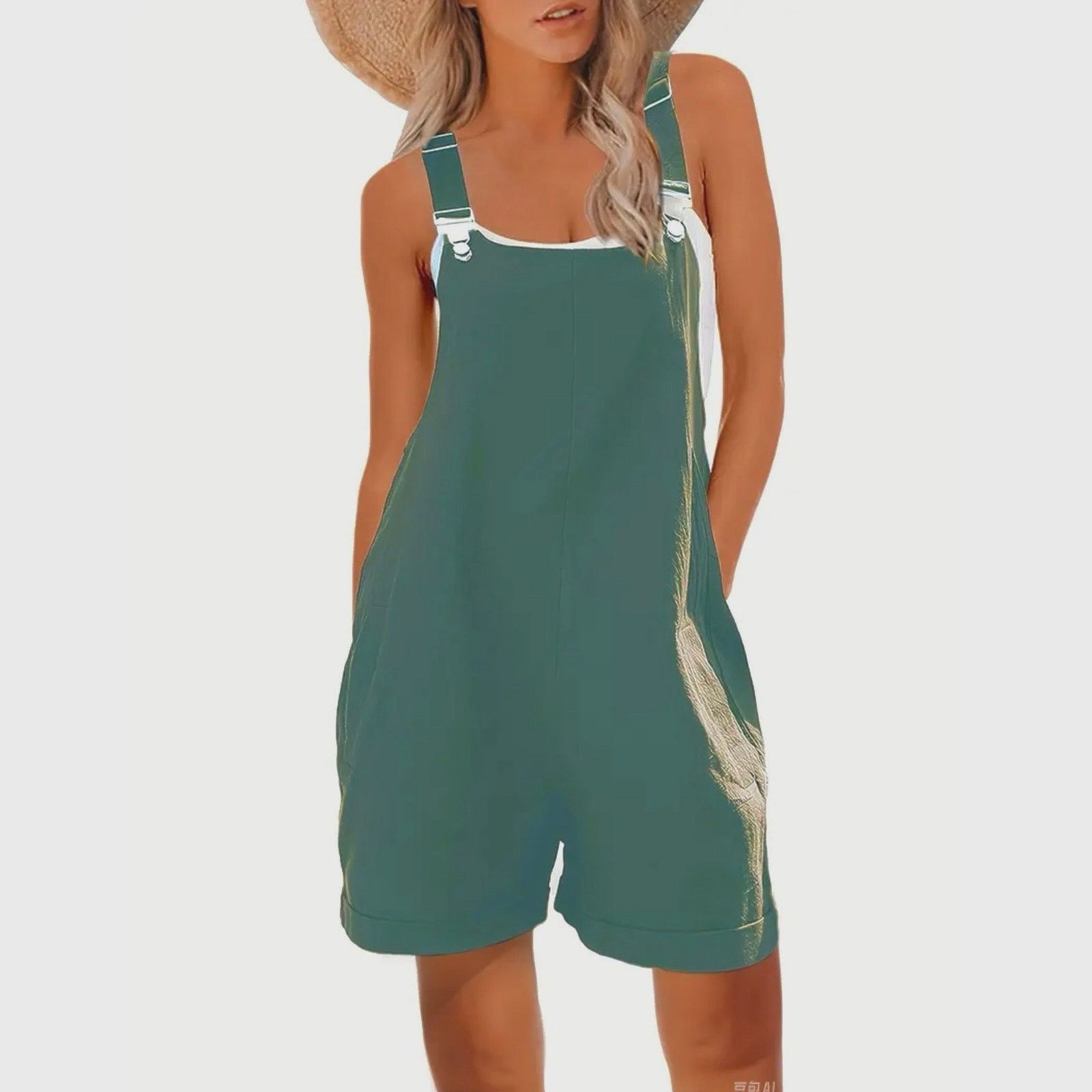 Other Denim Style Cotton Linen Wide Leg Shorts Romper size 12/14 Size 36" / US 14 / IT 50 - 2 Thumbnail
