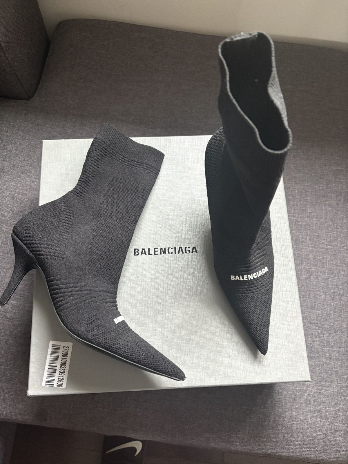 Balenciaga Balenciaga Women's Knife 2.0 Knit High Heel Booties Size US 9 / IT 39 - 1 Thumbnail