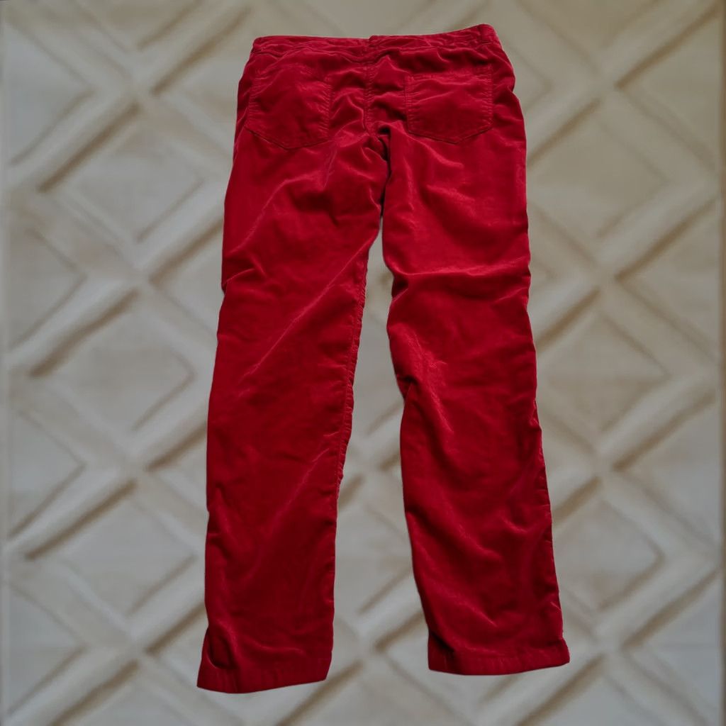 J.McLaughlin J.Mclaughlin Velvet Watson Skinny Ruched Leg Pants Women 8 Red Mid Rise 5-Pocket Jeans Chino Fit Regular Women's Pants Size 30" / US 8 / IT 44 - 1 Thumbnail