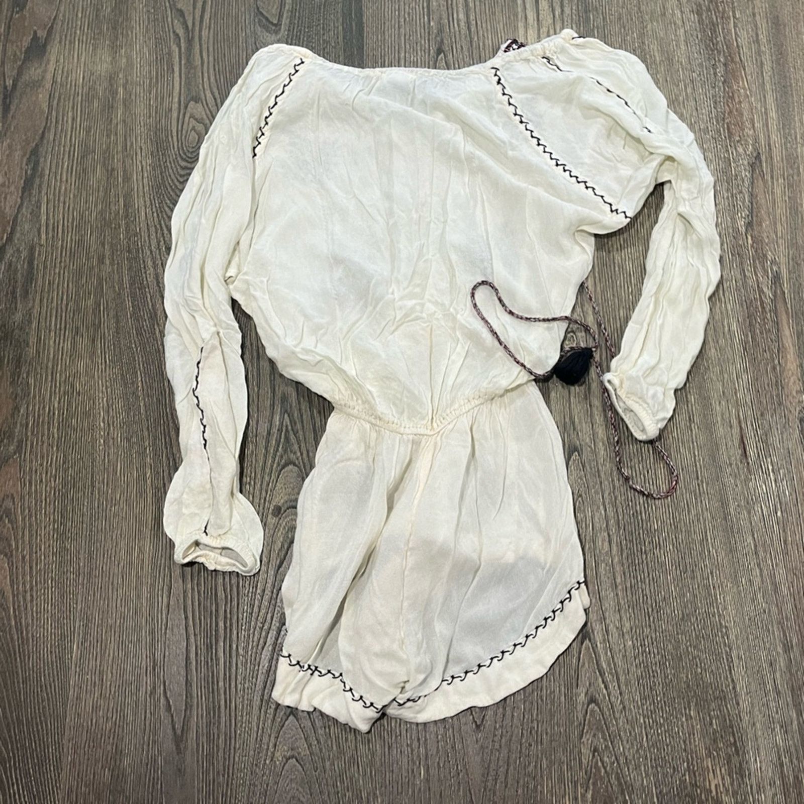 Eberjey Eberjey Playsuit Nador Rhea Romper Tasseled Embroidered S/M Size 26" / US 2 / IT 38 - 2 Thumbnail