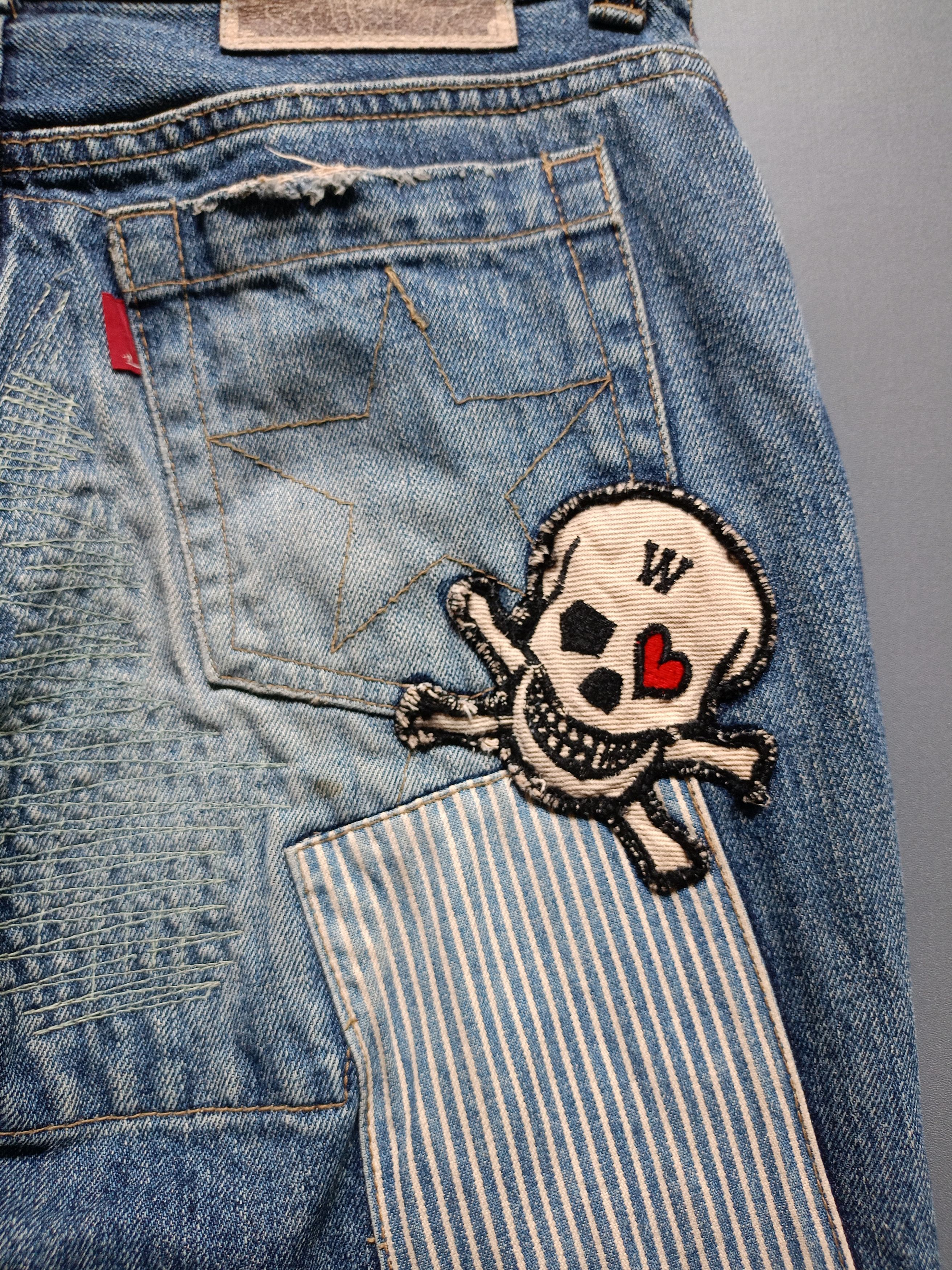 Japanese Brand 2000s WWL EVERDAY WEAR PATCHWORK DENIM PANTS Size US 27 - 6 Thumbnail