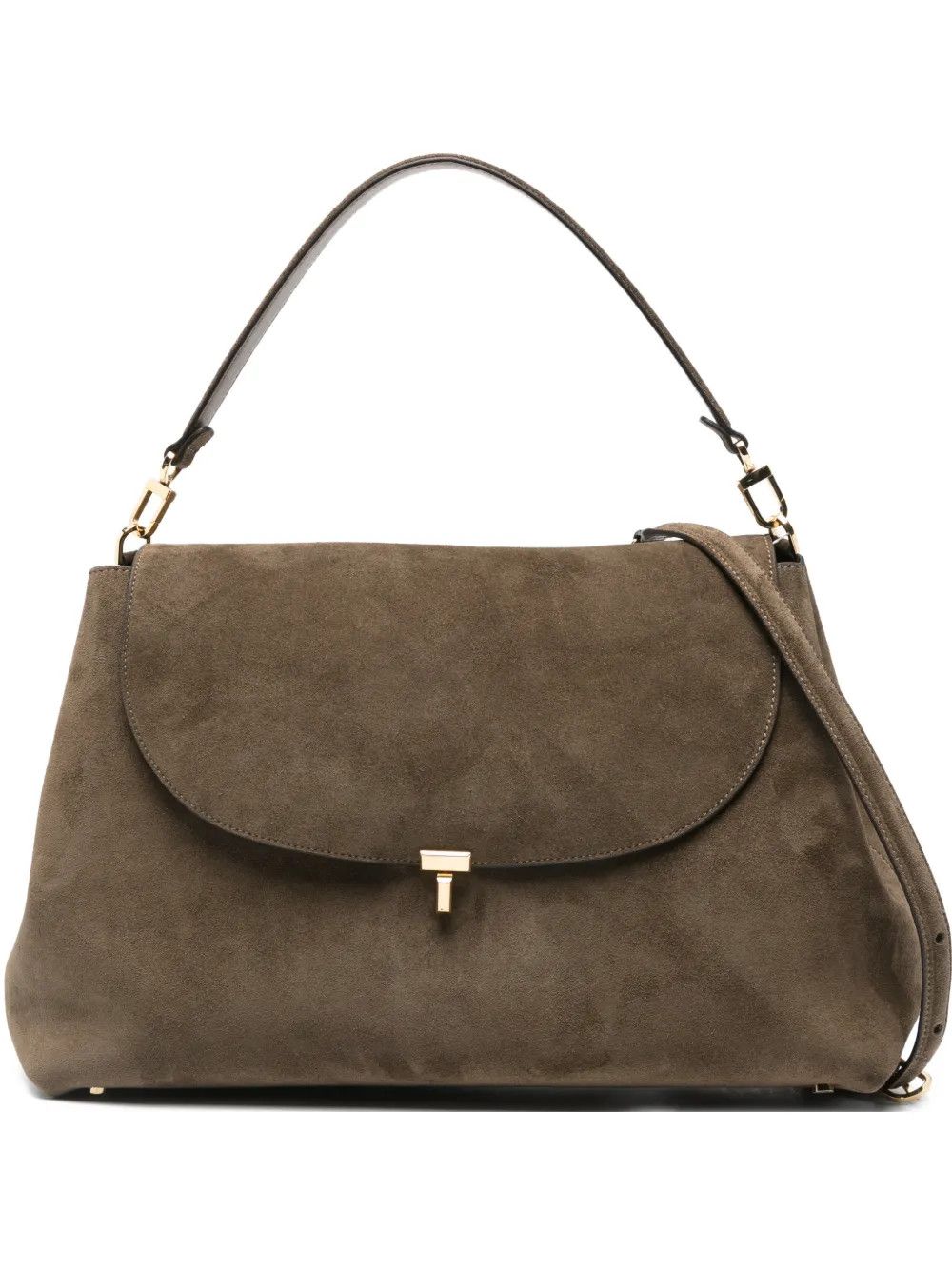 Toteme os11x0726 Size: OS / T-Lock Suede Satchel Bag in Dark Taupe Size ONE SIZE - 1 Thumbnail