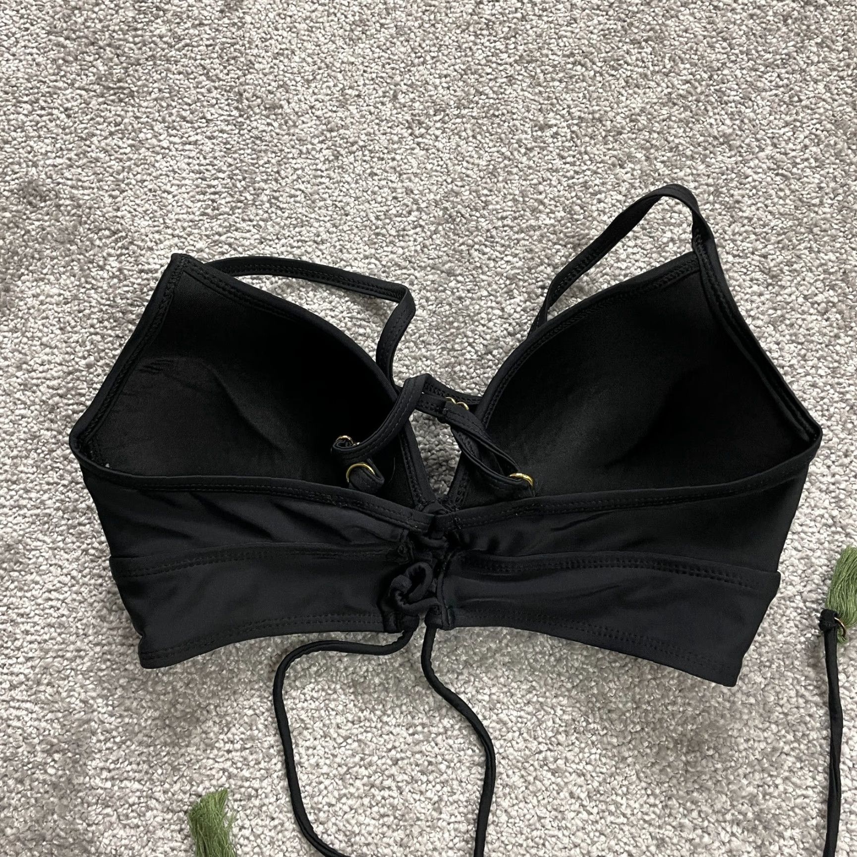 Vintage Unbranded Bikini Top Women S Black Floral Embroidered Padded Tassels Spaghetti Strap Swimsuit Top Beach Ready Size S / US 4 / IT 40 - 3 Thumbnail