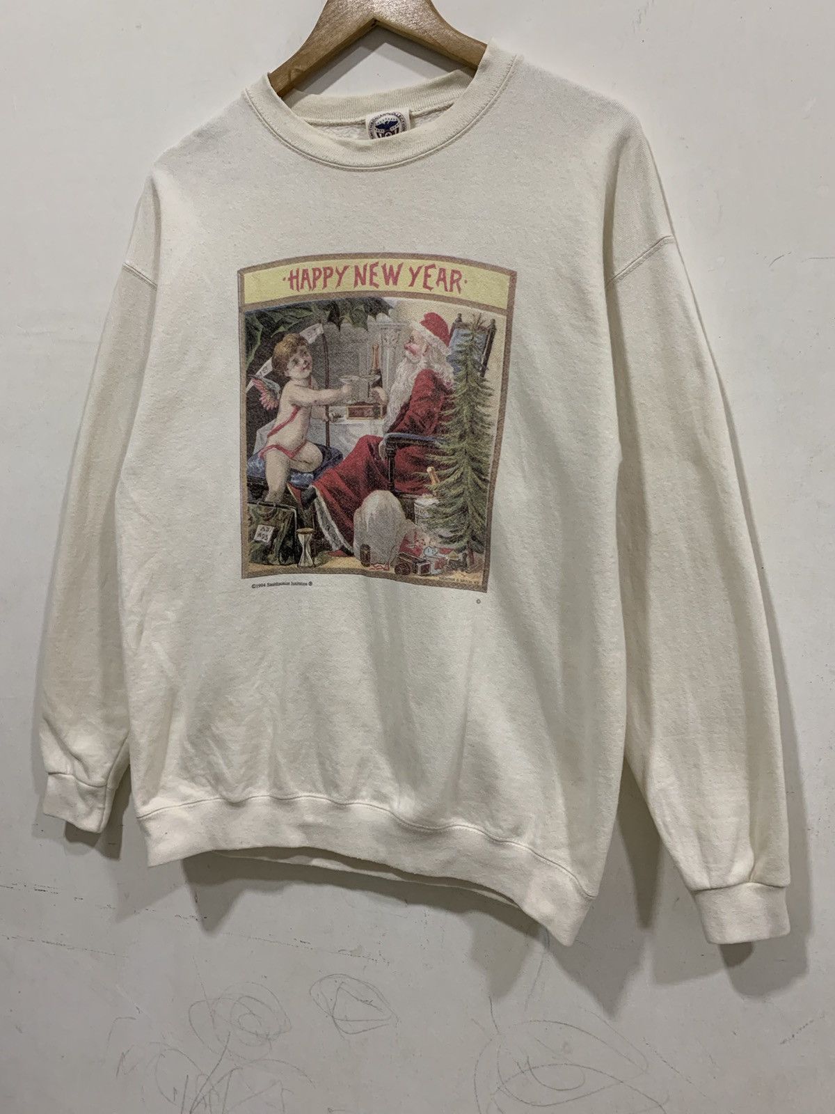 Other Vintage '90s Sweatshirt New Years Santa Cherub Smithsonian Size US M / EU 48-50 / 2 - 2 Thumbnail