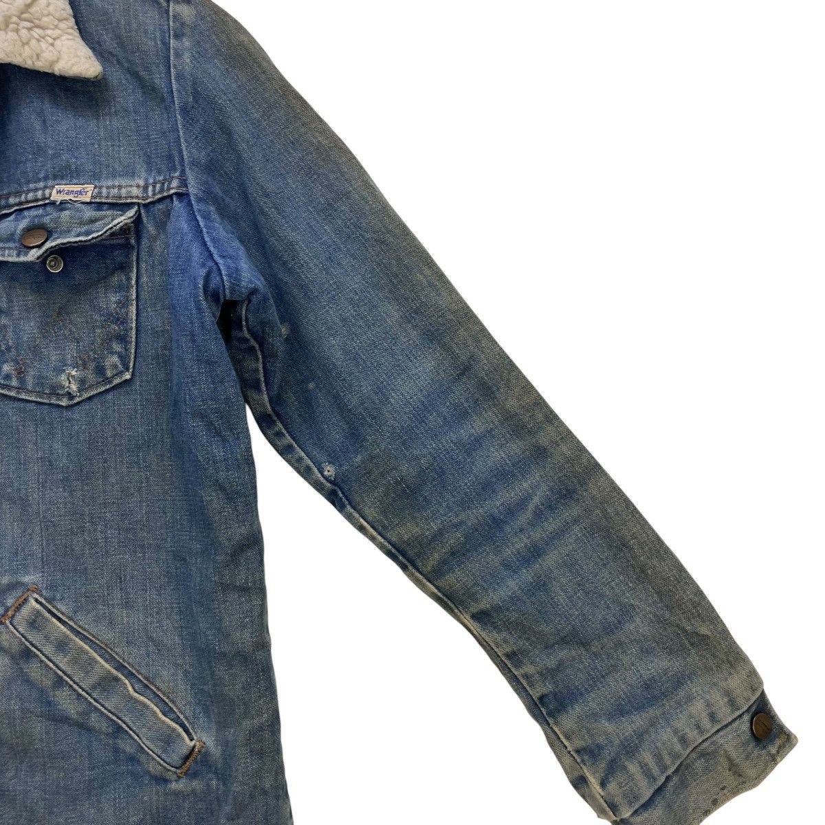 Indigo 🗣️Vintage Distressed Wrangler Shearling Denim Warm Jacket Size M / US 6-8 / IT 42-44 - 9 Thumbnail