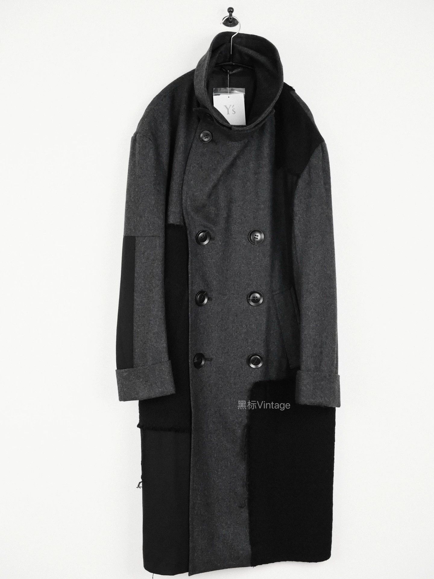 Yohji Yamamoto Yohji Yamamoto 20AW Mixed-Materials Collar Overcoat Size US S / EU 44-46 / 1 - 2 Thumbnail