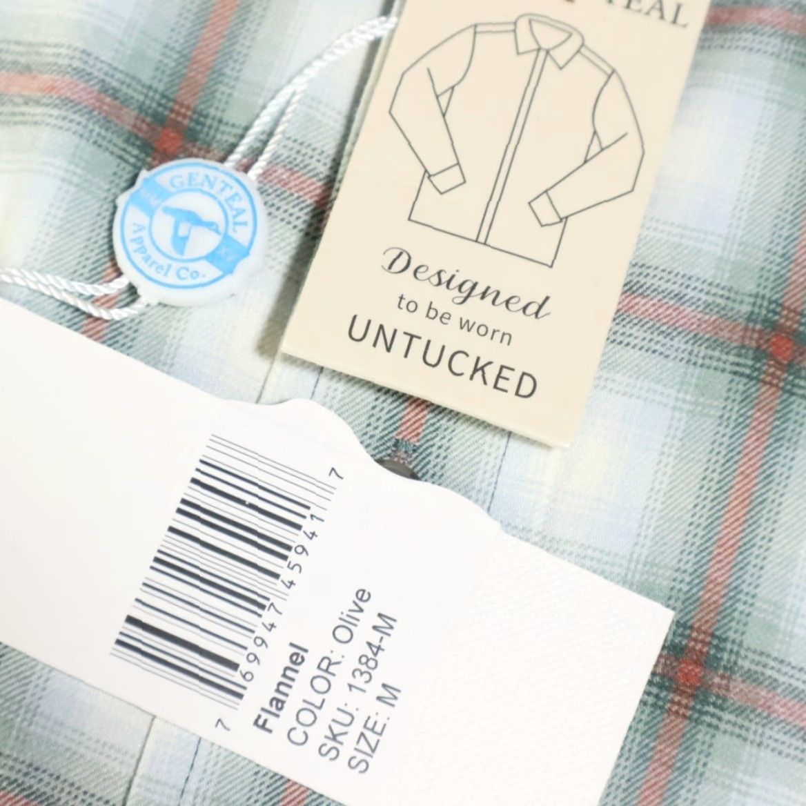 Olive Genteal Shirt Button Down Olive Men M Untucked Flannel Plaid Long Sleeve Regular Adult Mens Size US M / EU 48-50 / 2 - 6 Thumbnail