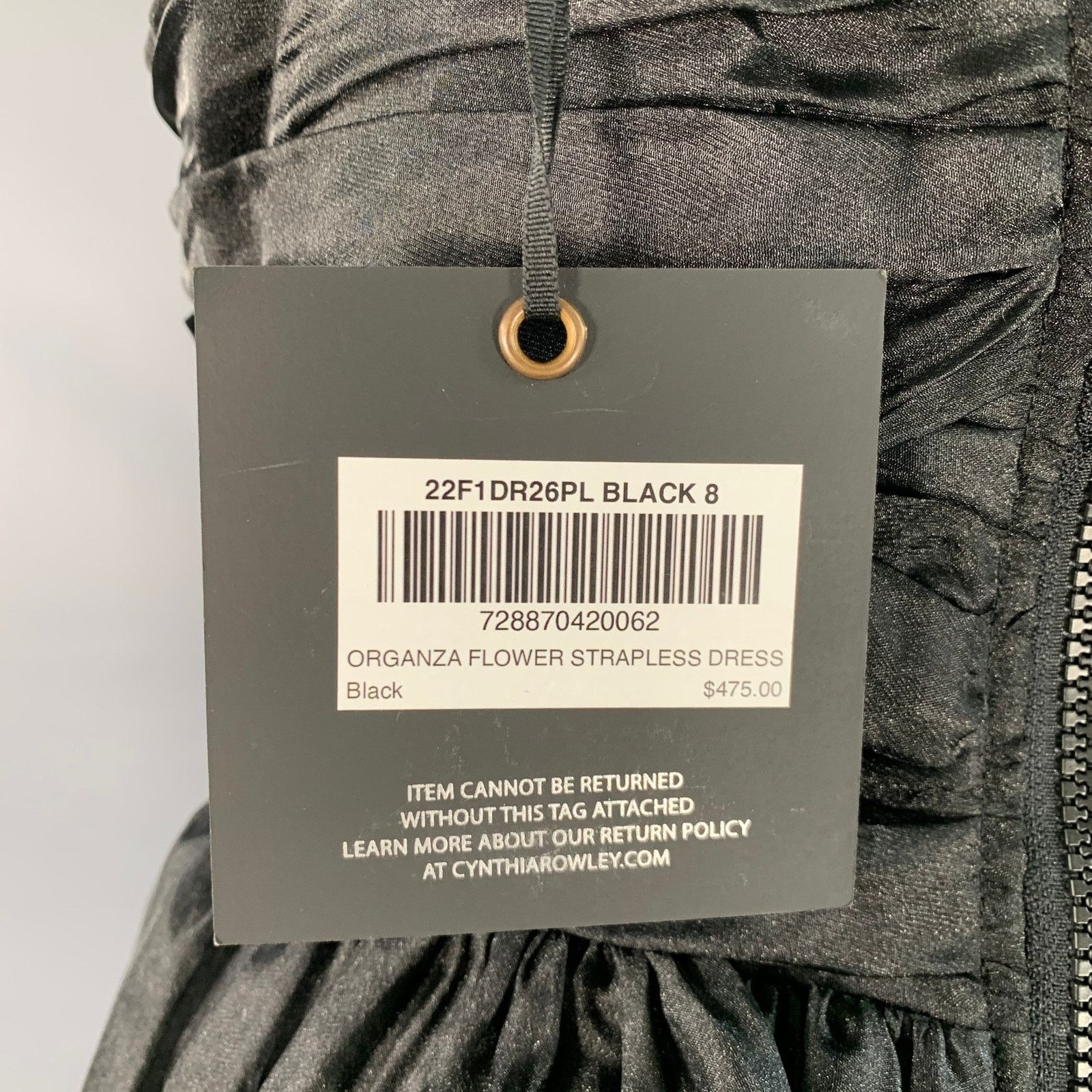 Cynthia Rowley Size 8 Black White Organza Flower Strapless Cocktail Dress Size M / US 6-8 / IT 42-44 - 5 Thumbnail