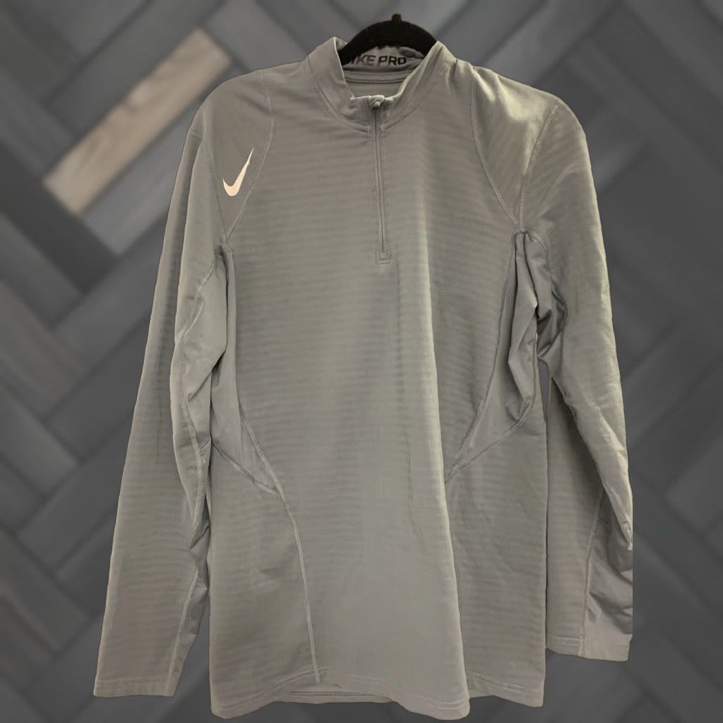 Nike Nike Pro Warm Long Sleeve Top 1/4 Zip Gray L Mens 725033-065 Size US L / EU 52-54 / 3 - 1 Thumbnail