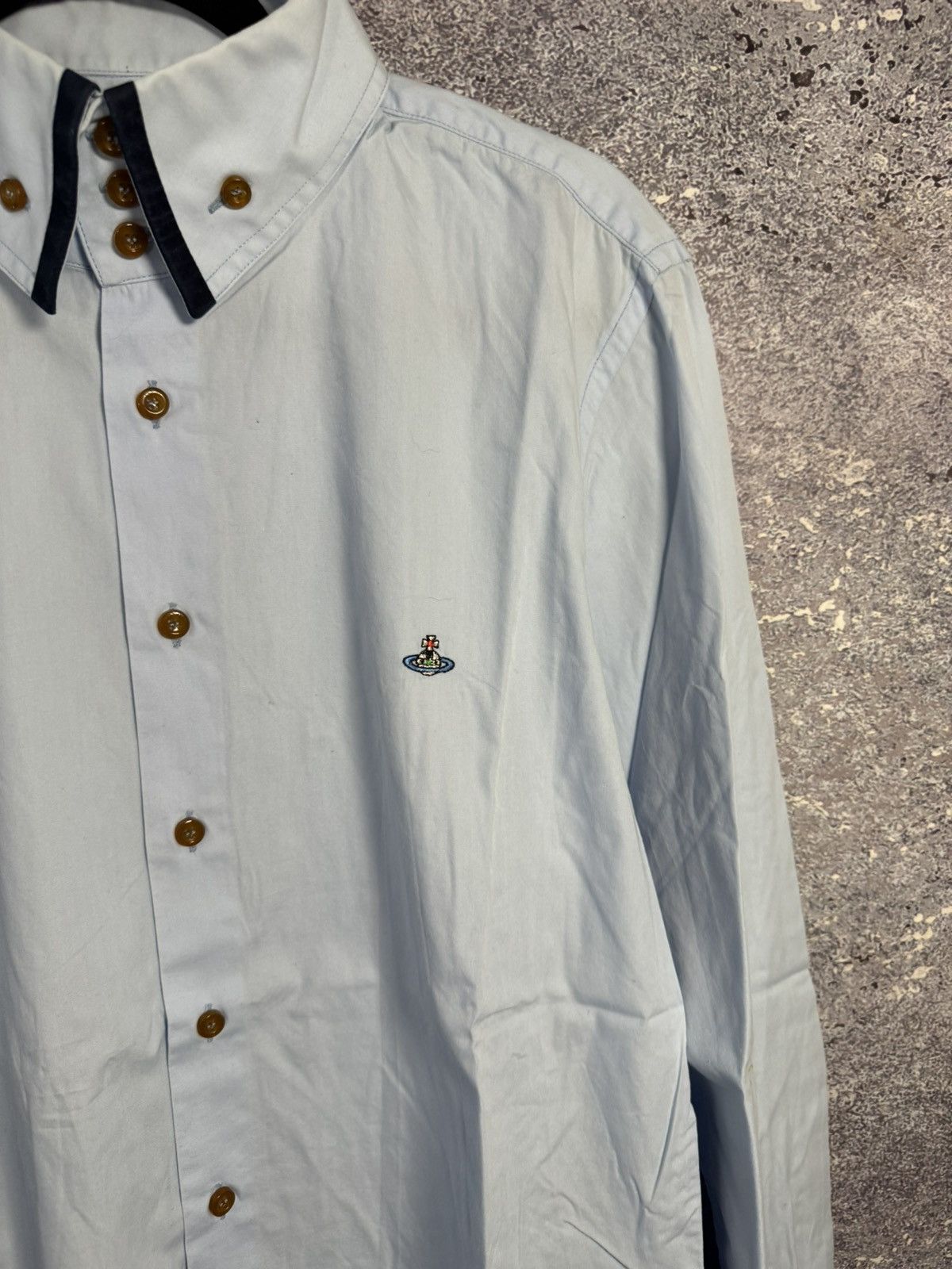 Vintage × Vivienne Westwood Blue Vivienne Westwood 3 Button Krall Shirt Orb Embroidery Size US XL / EU 56 / 4 - 11 Thumbnail