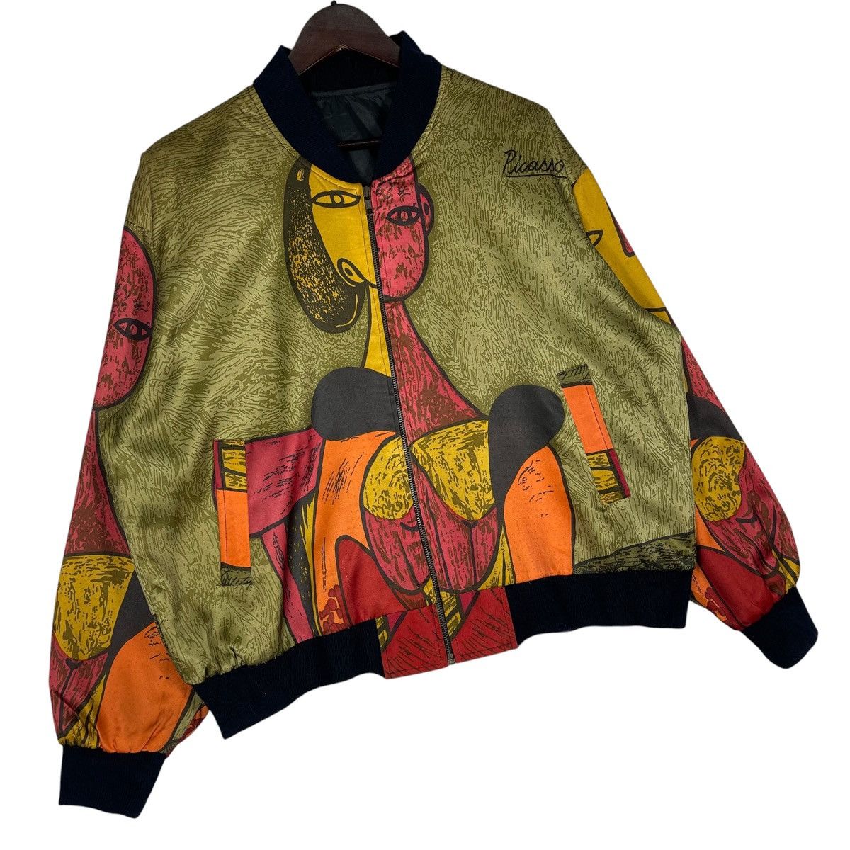 Paloma Picasso Vintage 90s Picasso Art Bomber Satin Jacket Size L / US 10 / IT 46 - 4 Thumbnail