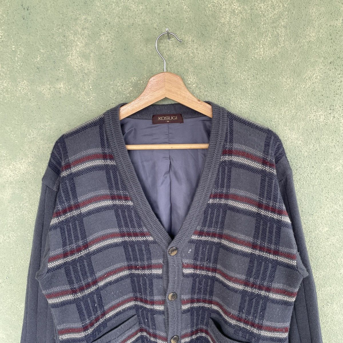 Aran Isles Knitwear × Japanese Brand Vintage Japan Kosugi Checkred Cardigan Knitwear Rare Size US M / EU 48-50 / 2 - 4 Thumbnail