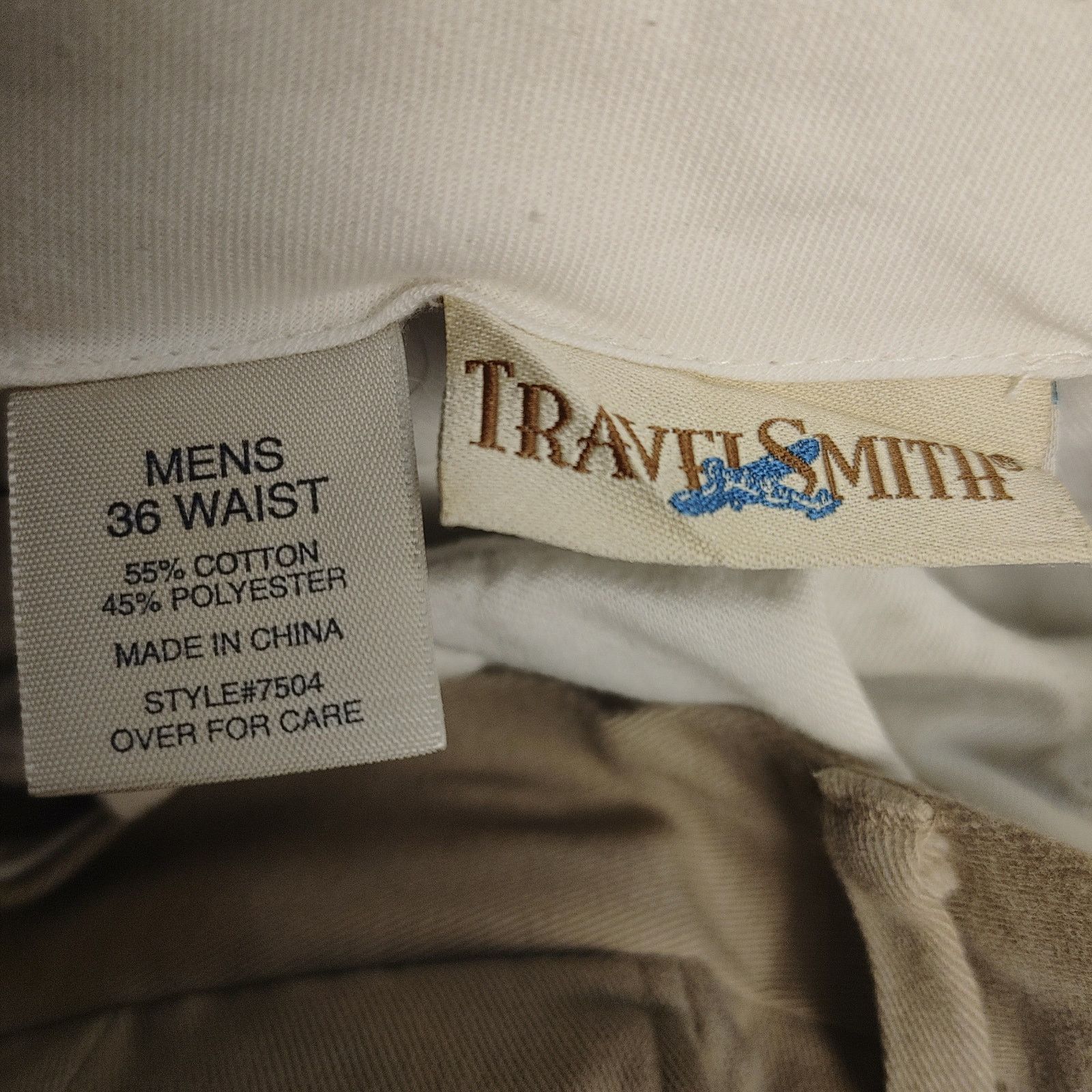 Other Travel Smith Men's 36W Beige Khaki Straight Leg Dress Pants Size US 36 / EU 52 - 3 Thumbnail