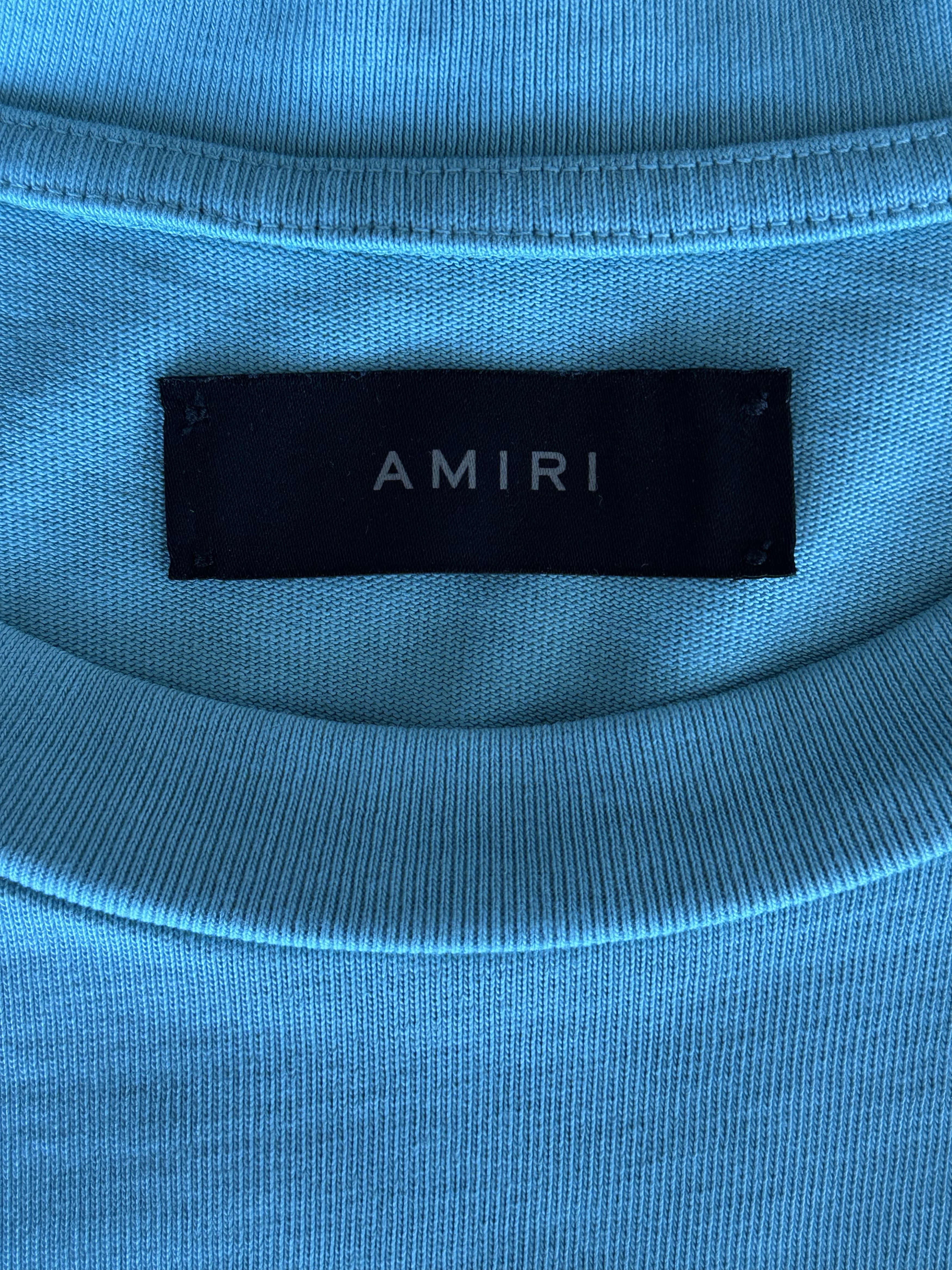 Amiri Amiri Blue & White Flocked Logo T-Shirt Size US XXL / EU 58 / 5 - 3 Thumbnail