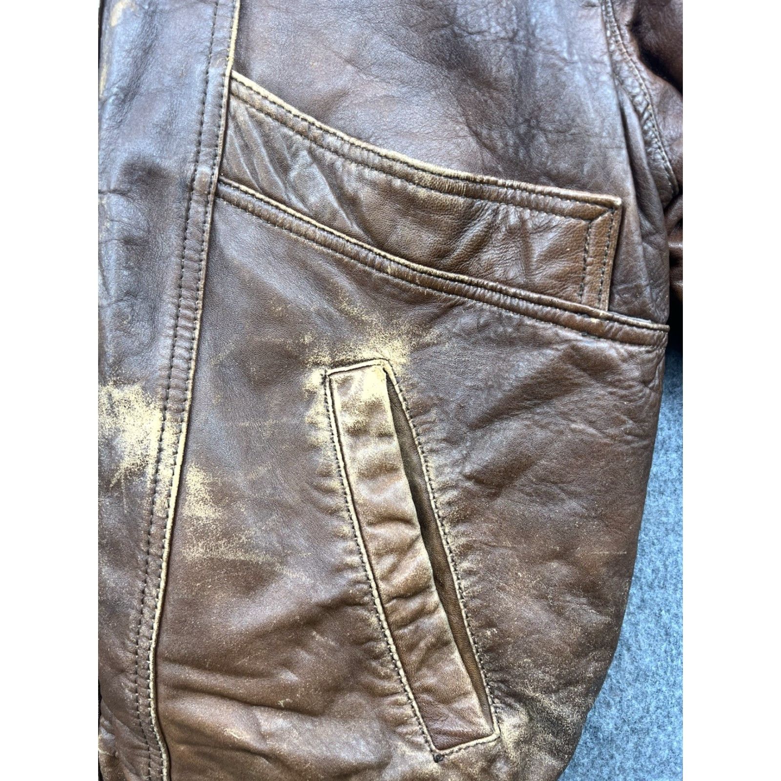 Vintage VINTAGE Mirage Bomber Jacket Mens Brown Leather Mid-Length 42 Full Zip Pockets Size US XS / EU 42 / 0 - 5 Thumbnail
