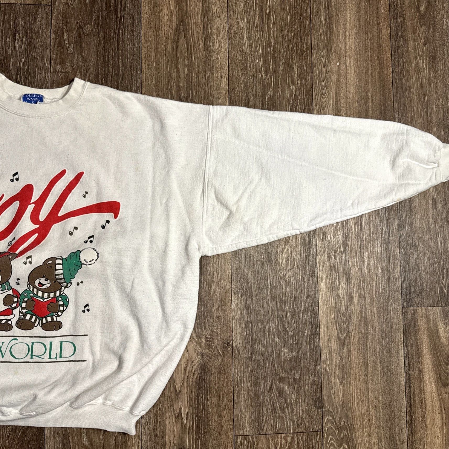 Vintage VINTAGE Christmas Bear Joy to The World Sweatshirt XL Unisex Adults 90s Pullover White Size US XL / EU 56 / 4 - 7 Thumbnail