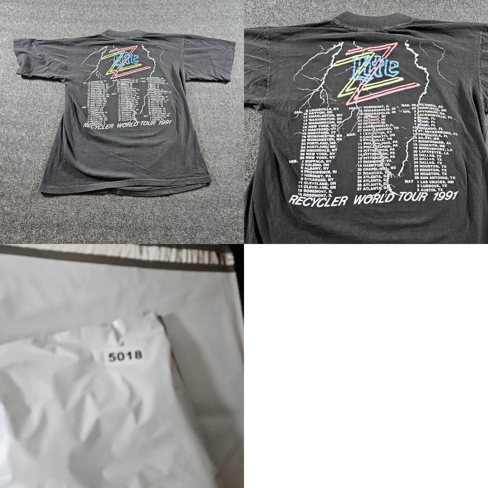 Vintage VINTAGE ZZ Top Recycler World Tour Shirt Mens M Black Crew Neck Short Sleeve Graphic Print 1991 Concert Tee Size US M / EU 48-50 / 2 - 8 Thumbnail