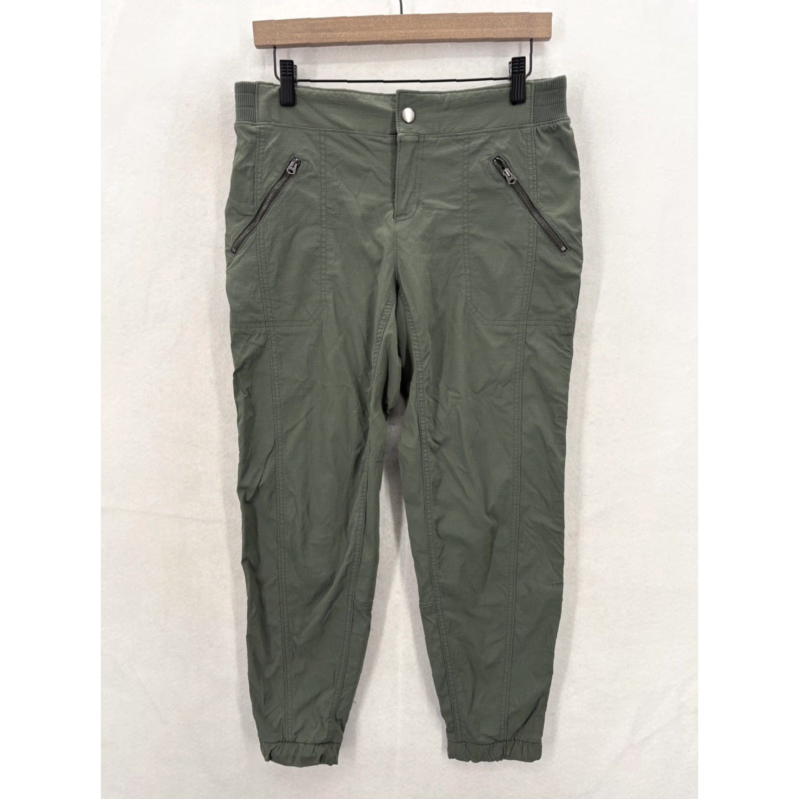 Athleta Athleta Womens Jogger Pants 10 Green Nylon Stretch Zip Pockets Hiking Athleisure Tapered Pocketed Lightweight Woven Size 32" / US 10 / IT 46 - 2 Thumbnail