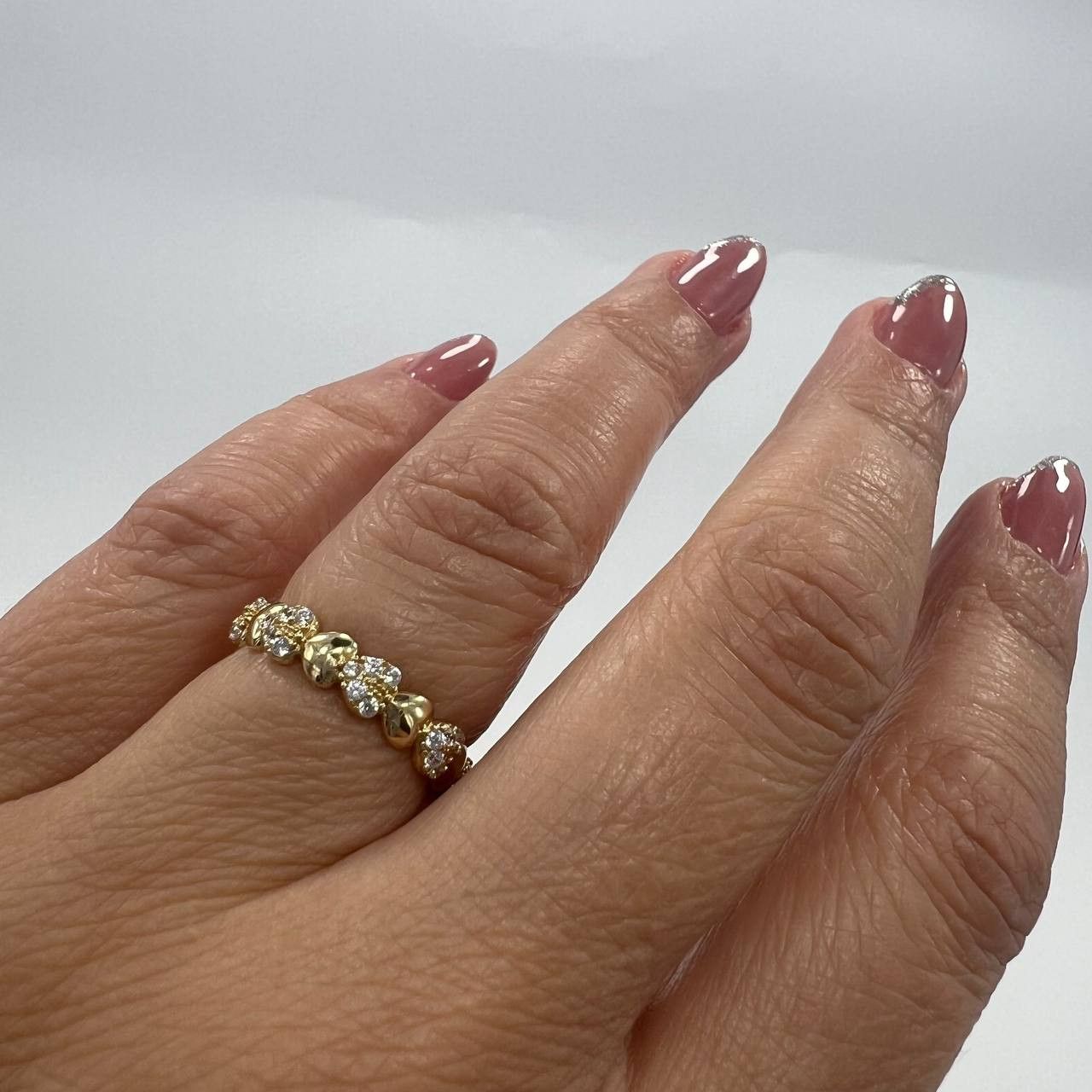 Other New 14K Solid Gold Ring 1.7g – Heart and Stones Band Design Size ONE SIZE - 2 Thumbnail